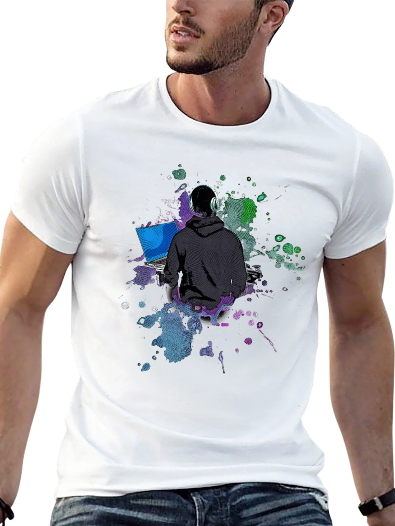 DJ Gamer Graphic Tee - Black Cotton Blend