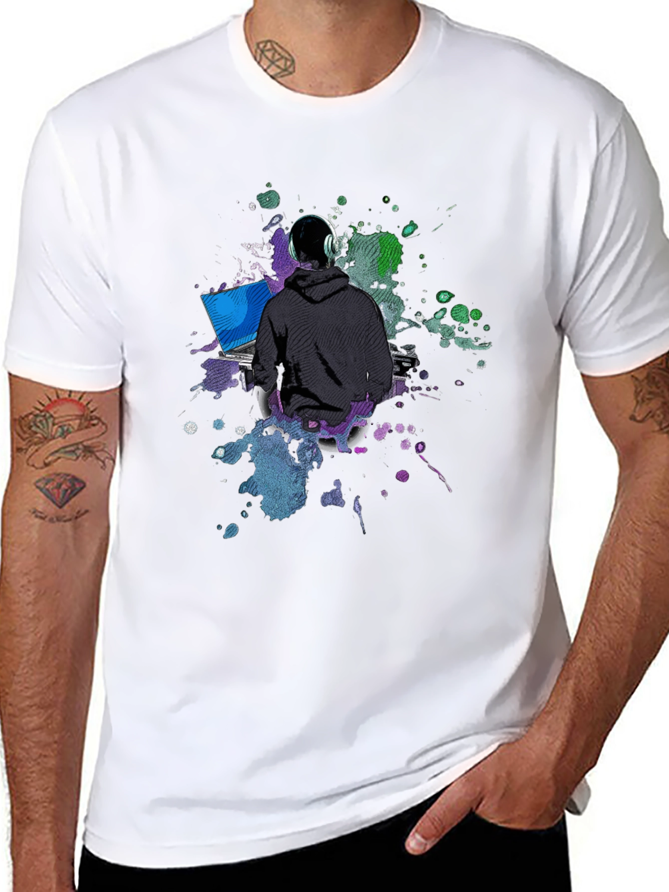 DJ Gamer Graphic Tee - Black Cotton Blend
