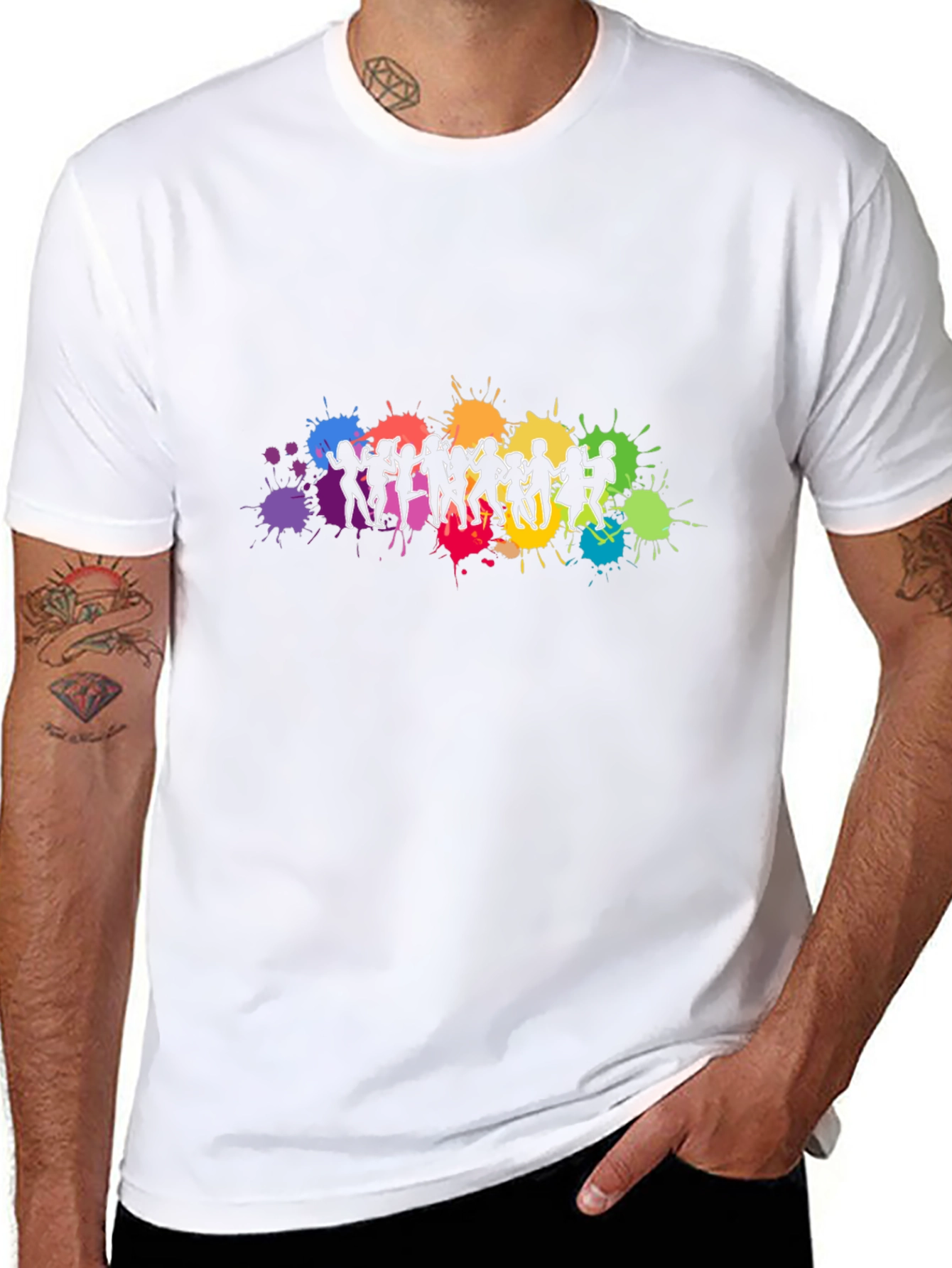 Vibrant Dancing Silhouettes Graphic Black T-Shirt