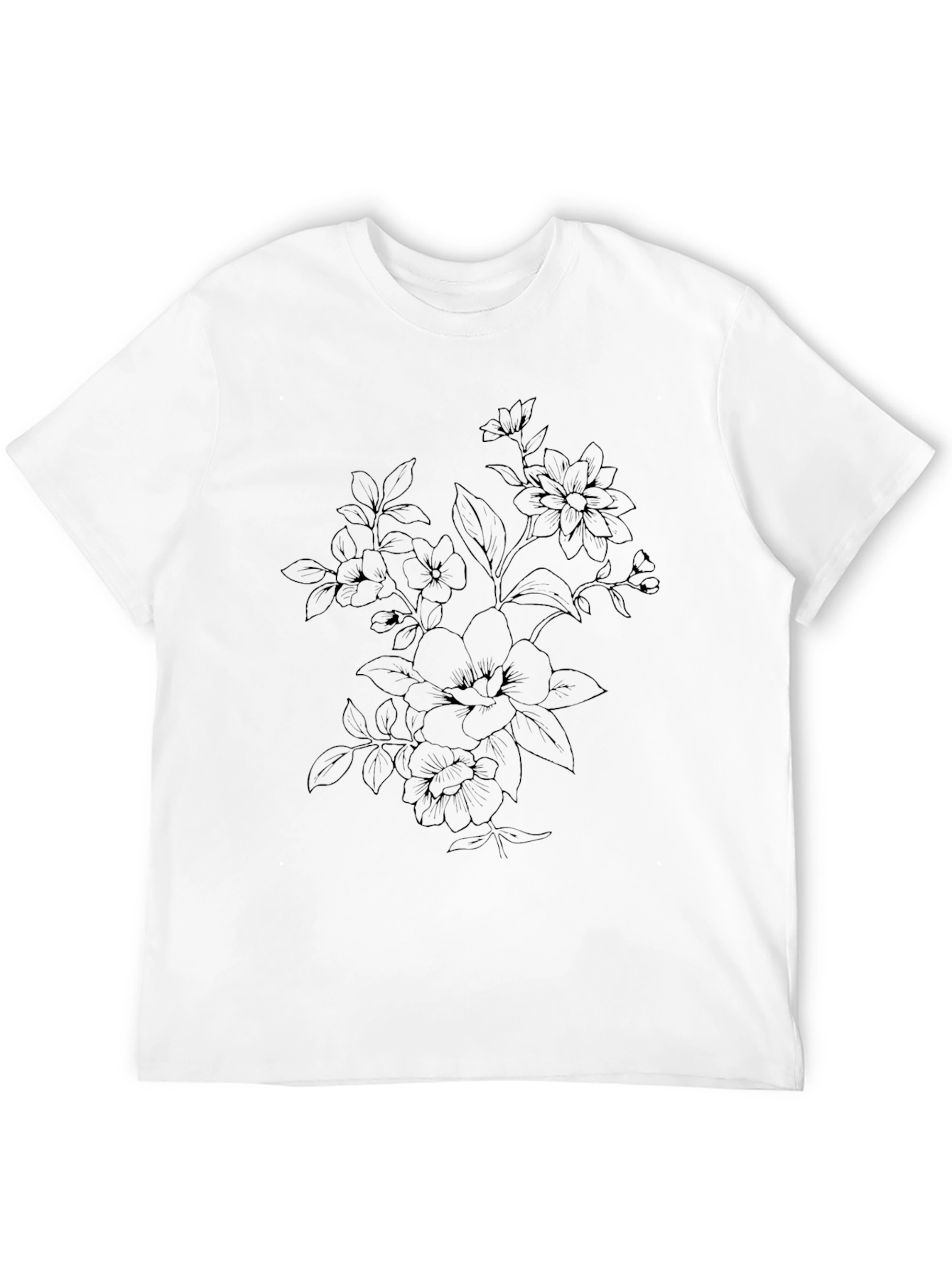 Mens Black Floral Graphic T-Shirt