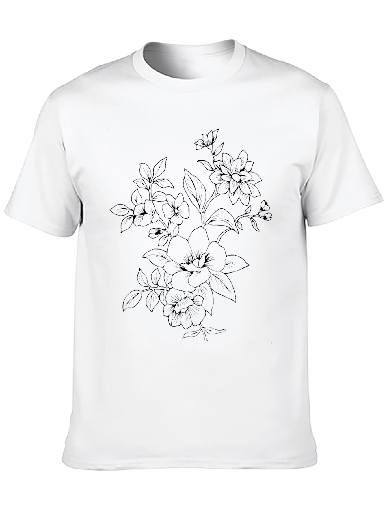 Mens Black Floral Graphic T-Shirt
