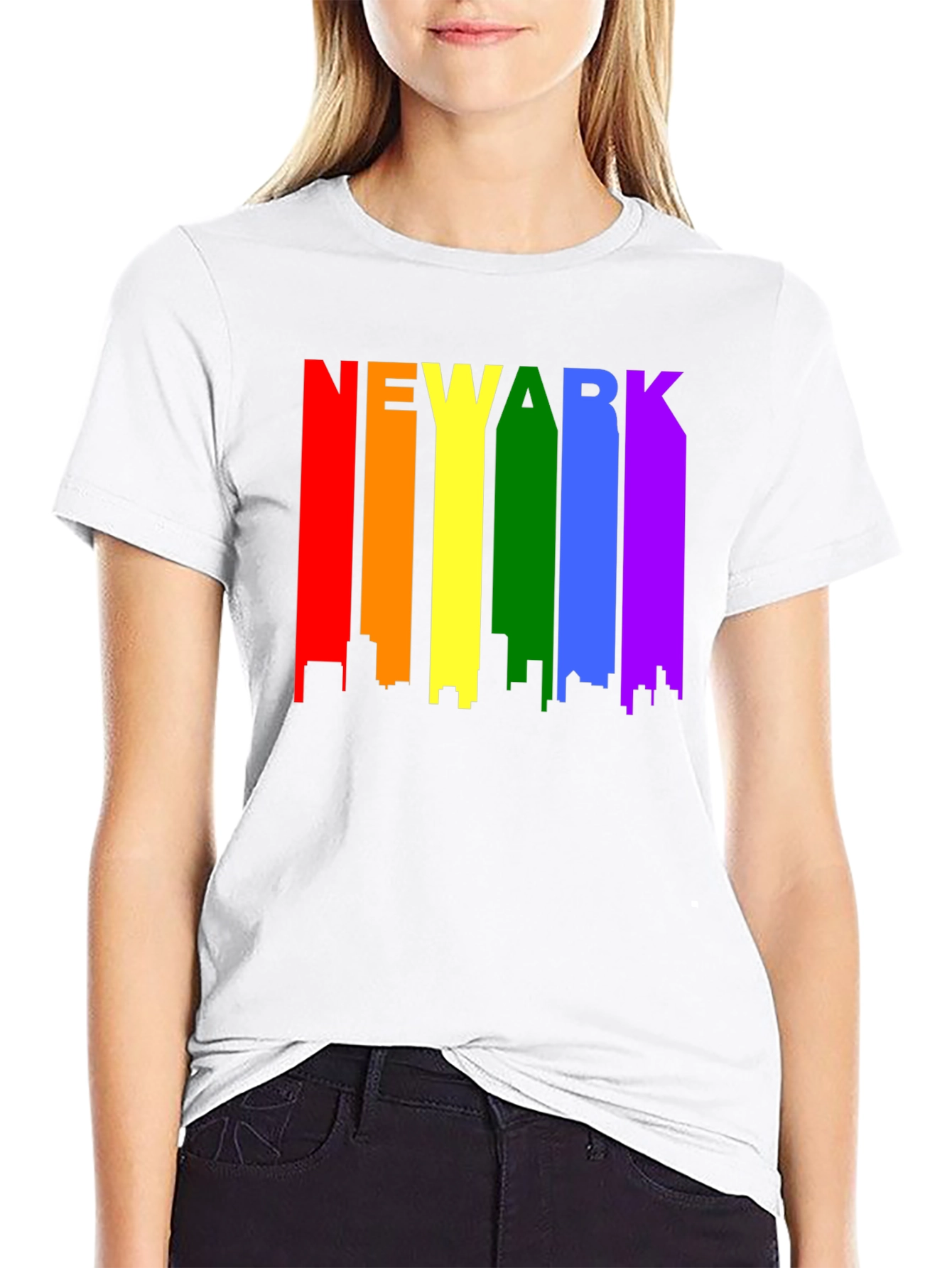 Newark Pride T-Shirt - Rainbow Cityscape Tee