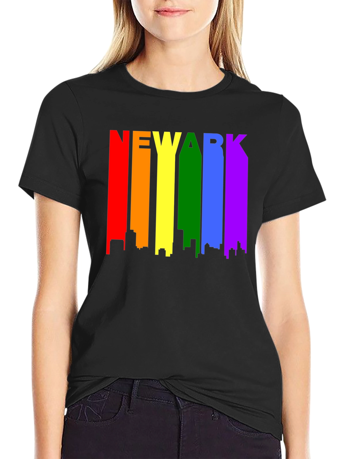 Newark Pride T-Shirt - Rainbow Cityscape Tee