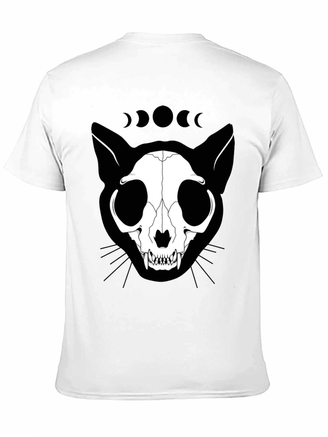 Cat Skull Phase Moon Black T-Shirt
