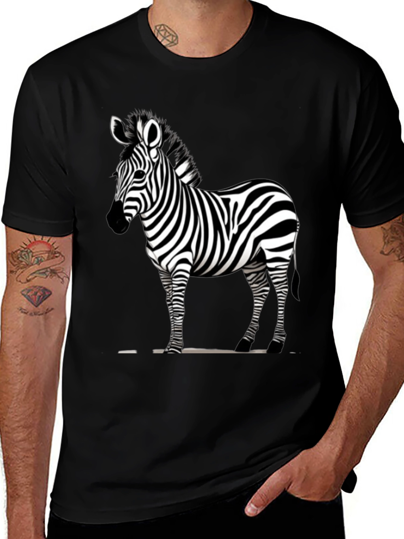Zebra Print Crew Neck T-Shirt - Stylish & Unique