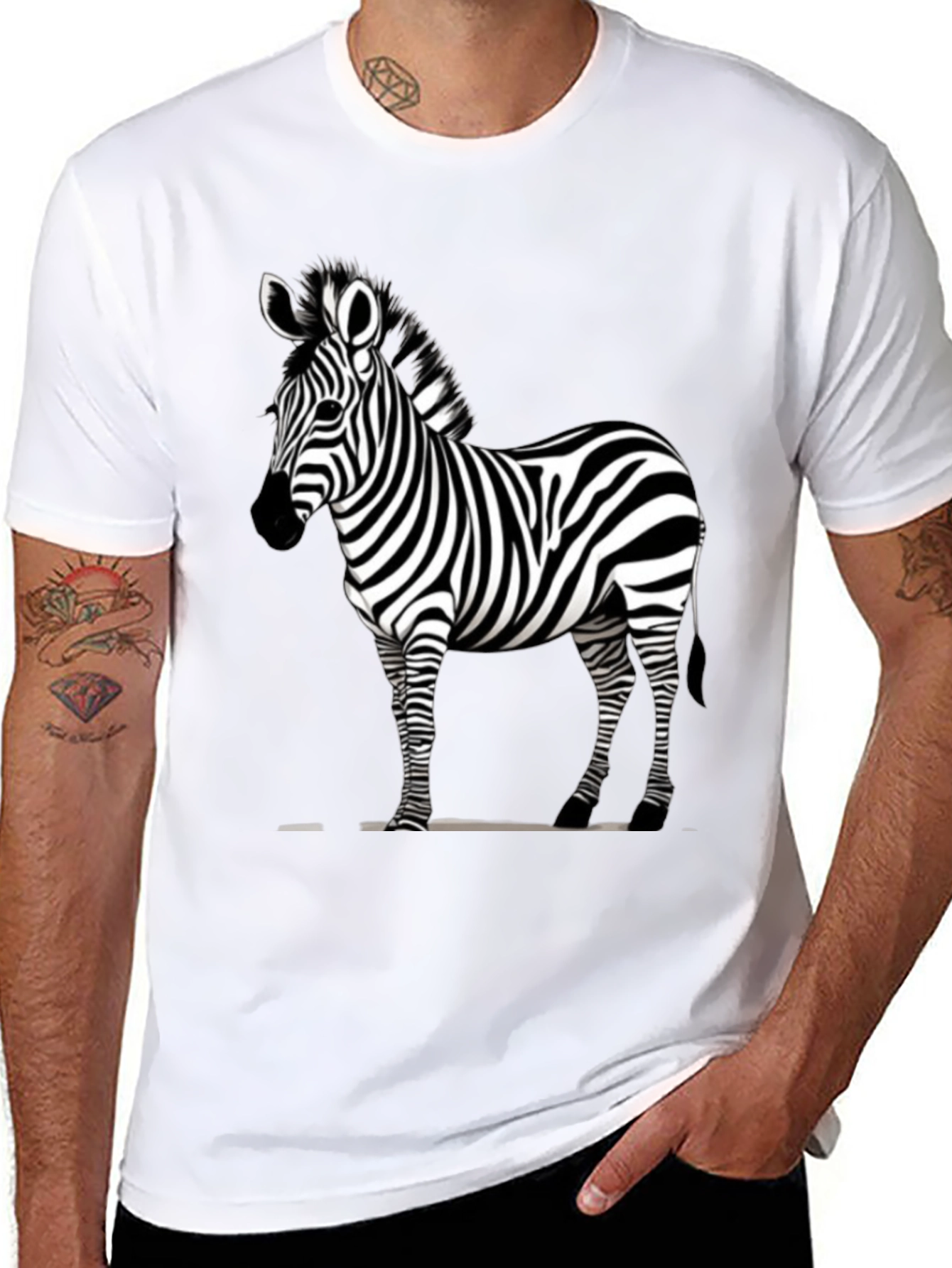 Zebra Print Crew Neck T-Shirt - Stylish & Unique