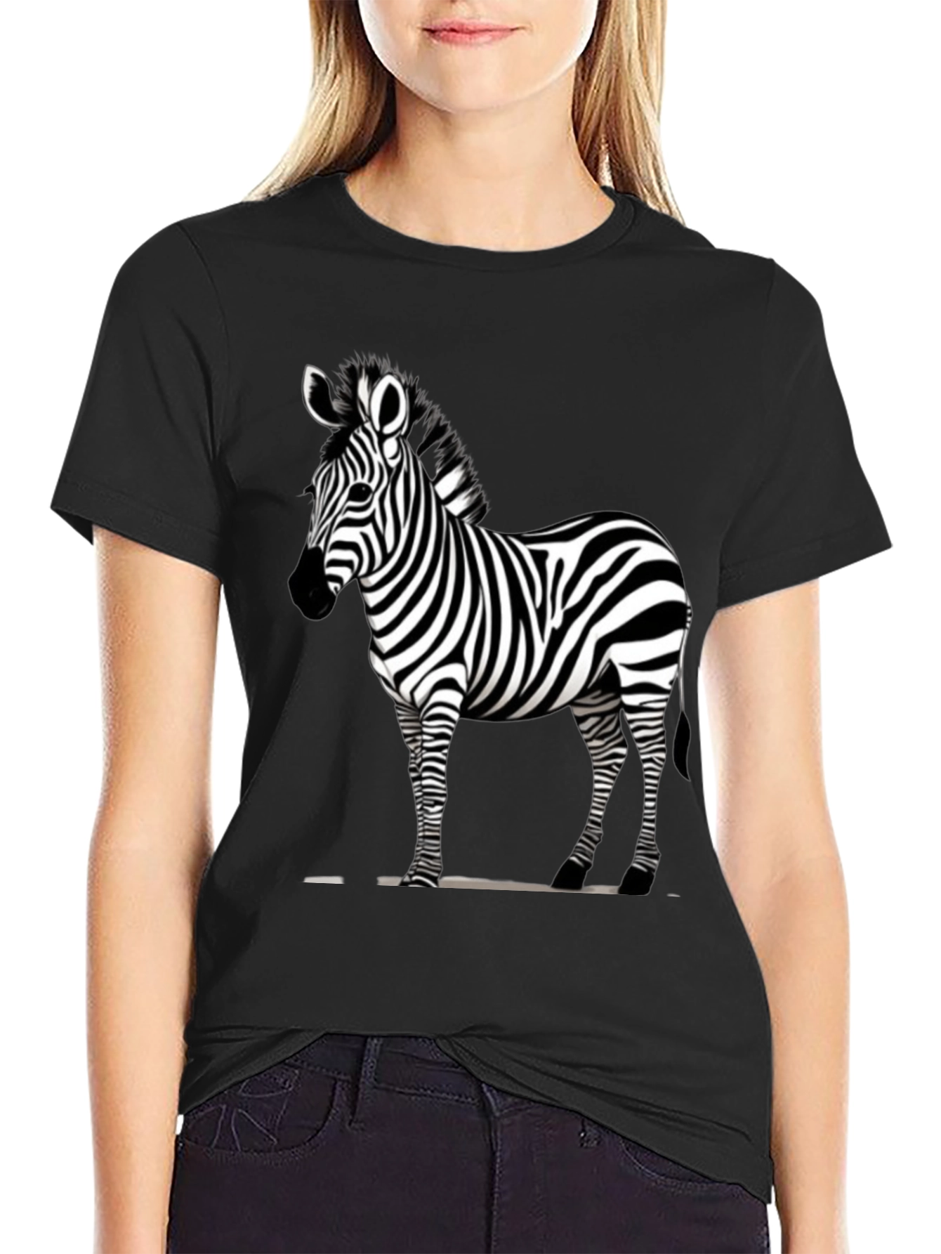 Zebra Print Crew Neck T-Shirt - Stylish & Unique