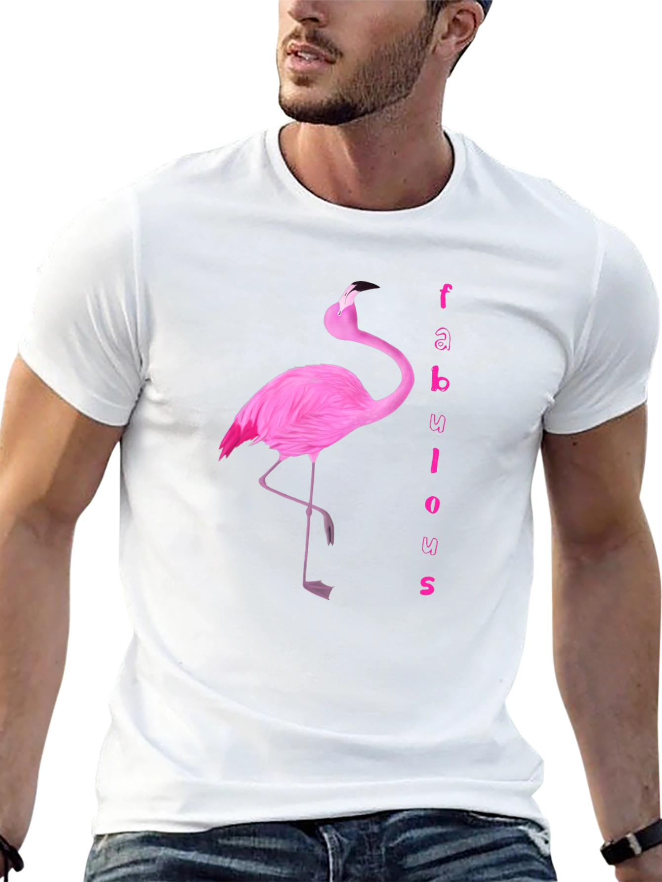 Fabulous Flamingo Graphic Tee - Black Cotton T-Shirt