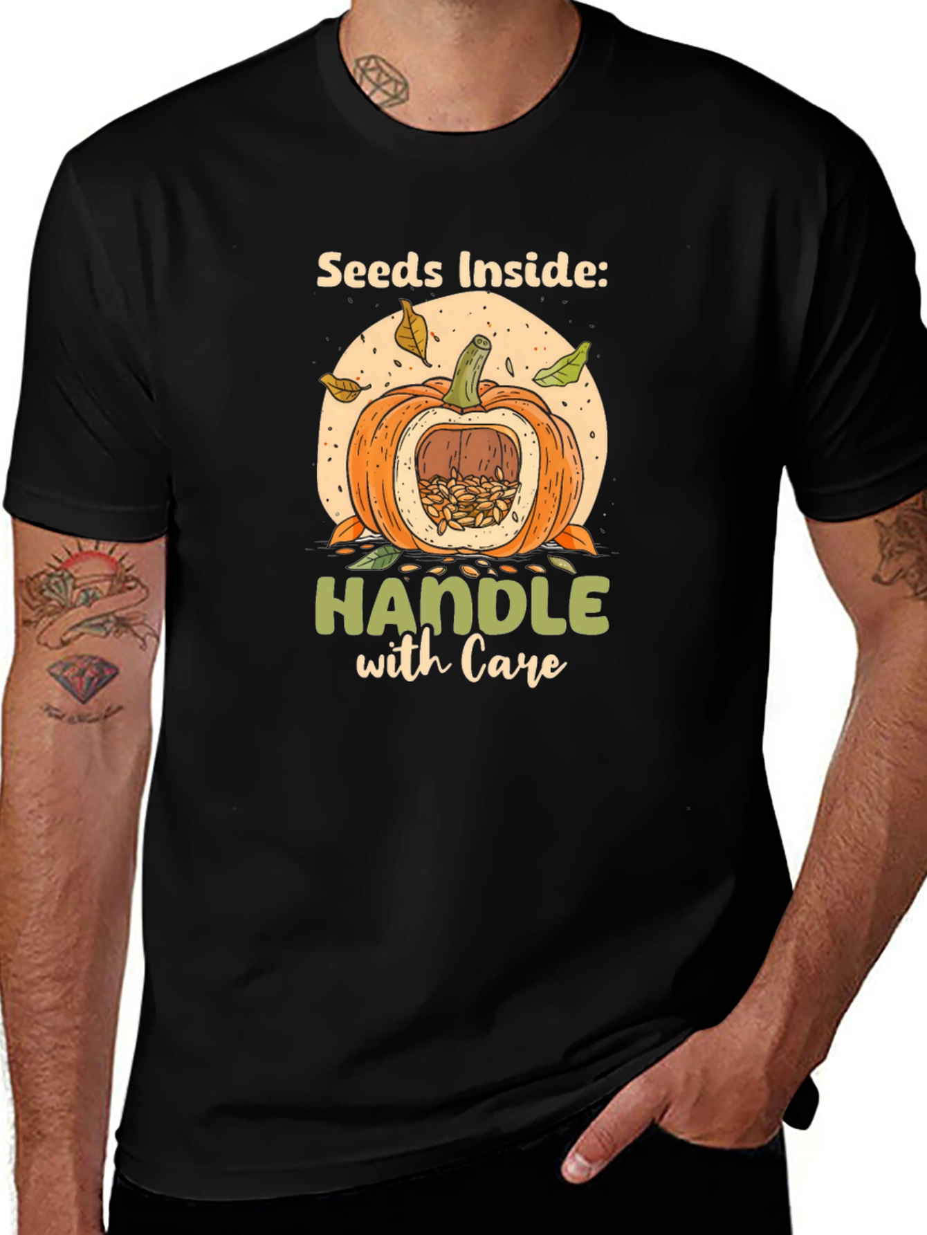 Seeds Inside Pumpkin Graphic Tee - Handle With Care