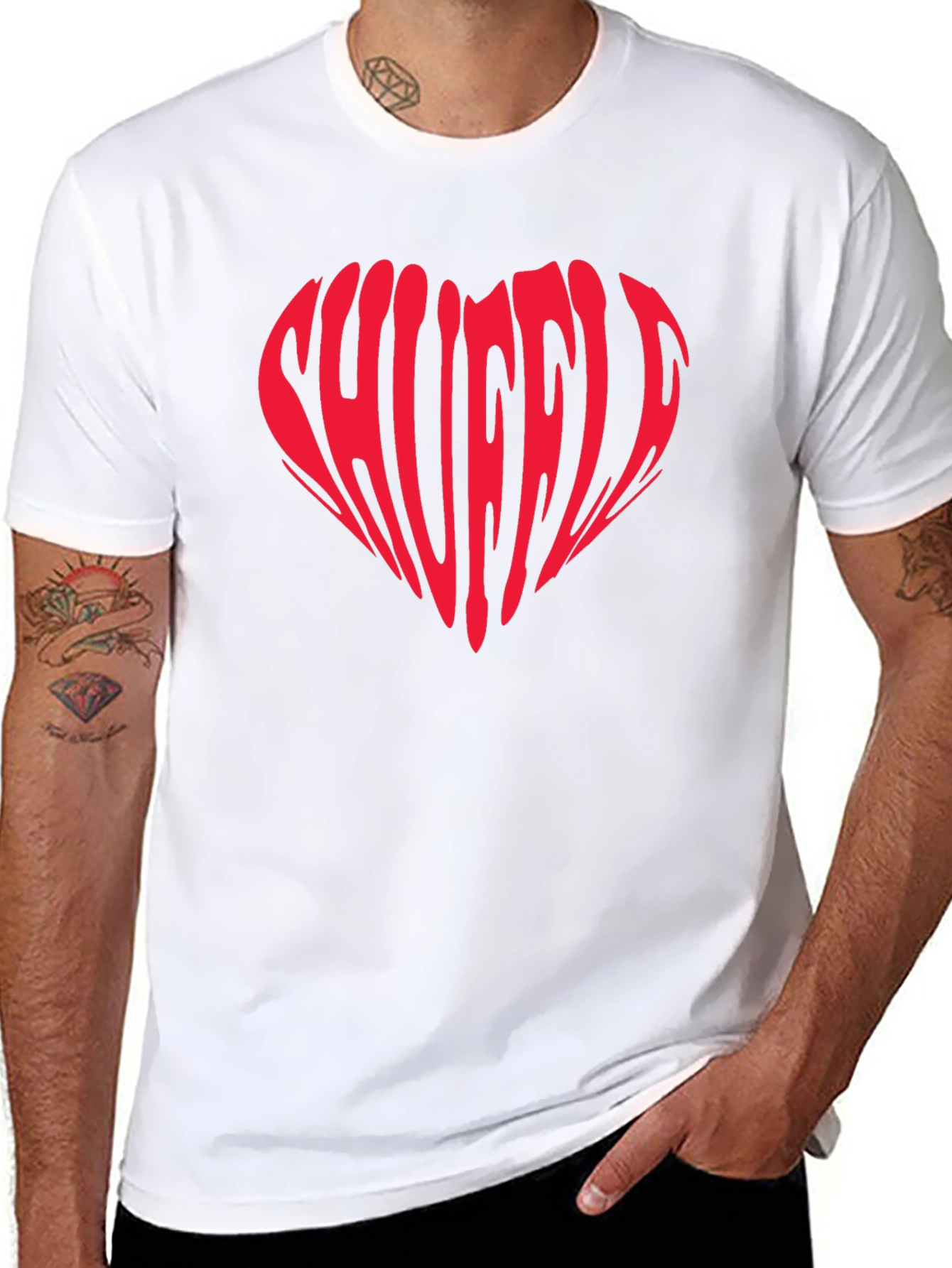Shuffle Heart Graphic T-Shirt - Trendy Tee