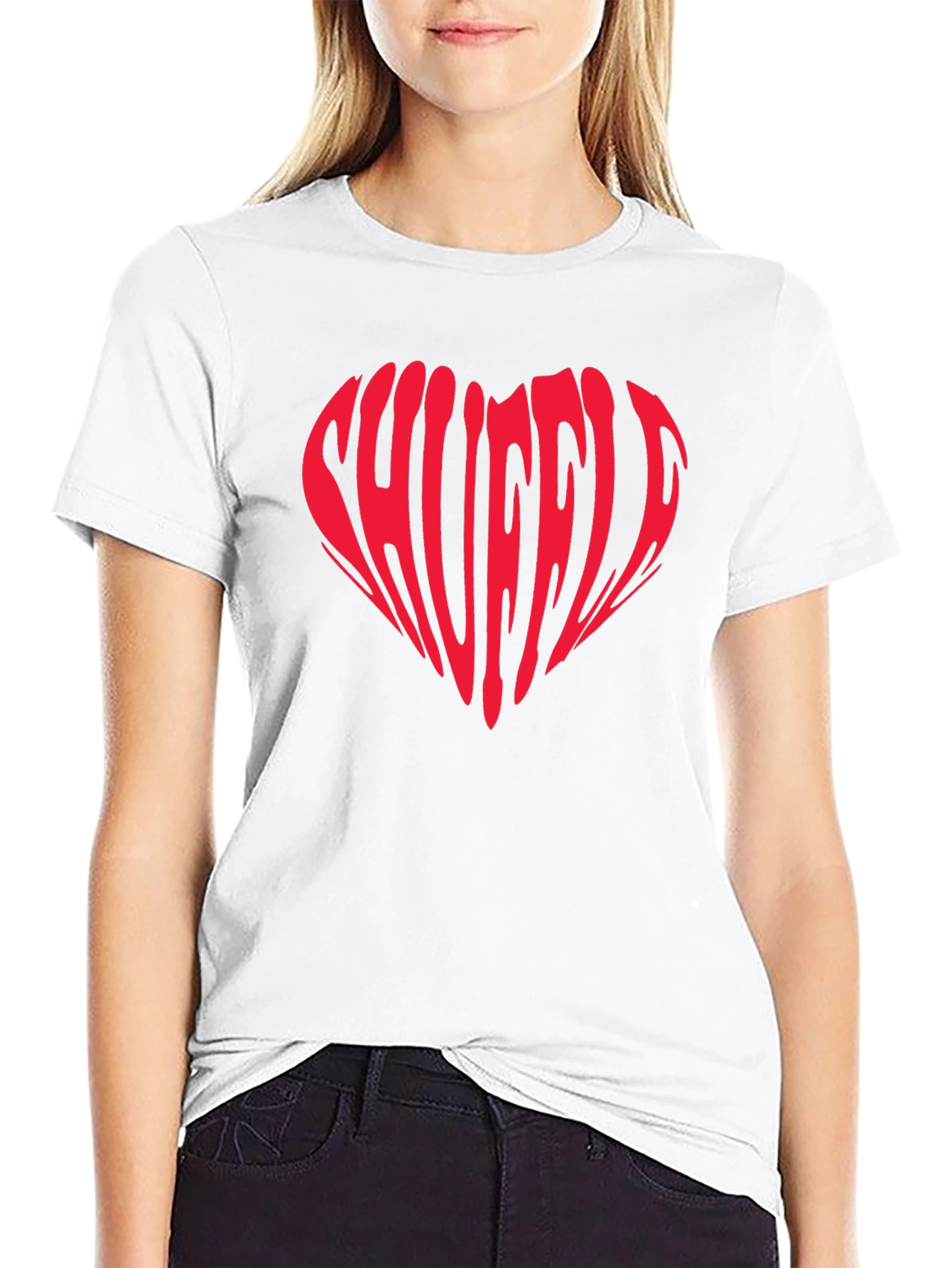Shuffle Heart Graphic T-Shirt - Trendy Tee