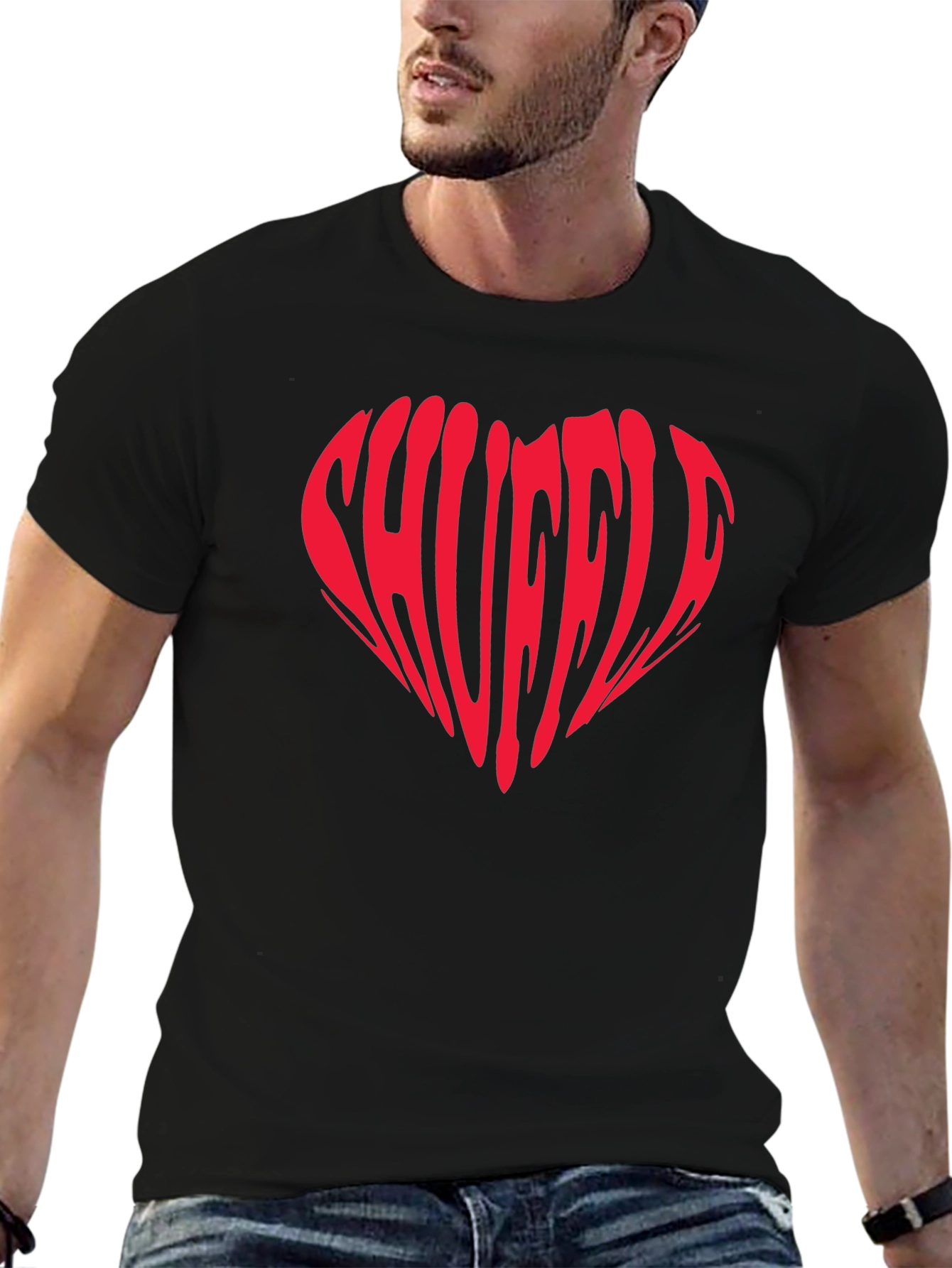 Shuffle Heart Graphic T-Shirt - Trendy Tee