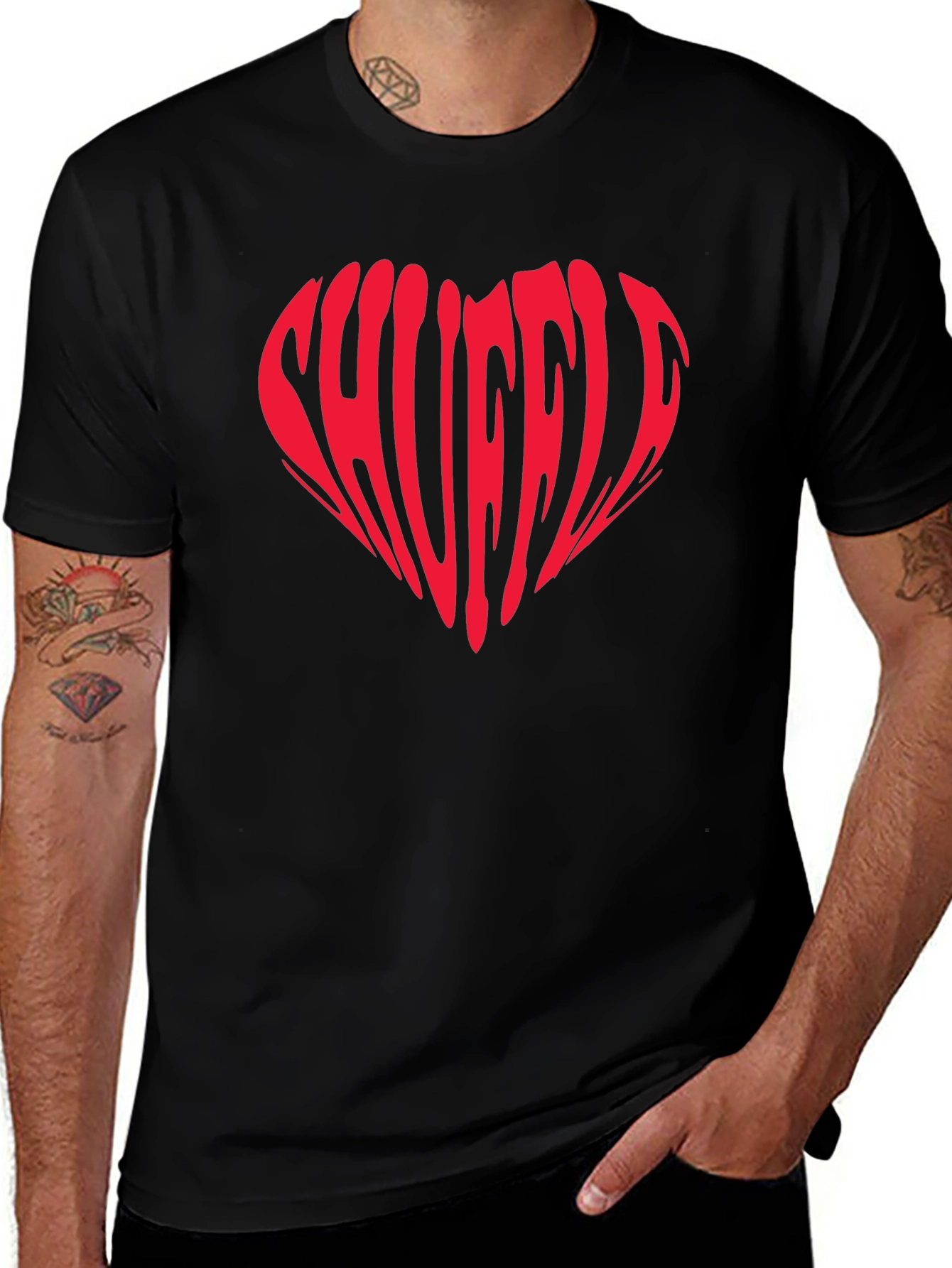 Shuffle Heart Graphic T-Shirt - Trendy Tee