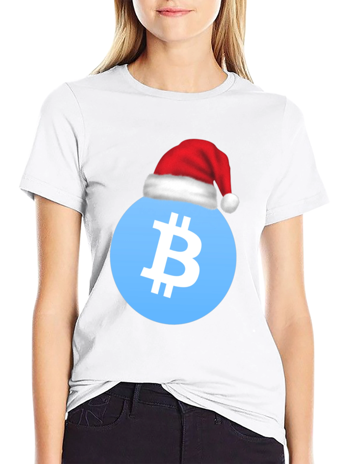 Bitcoin Santa Hat T-Shirt - Crypto Holiday Tee