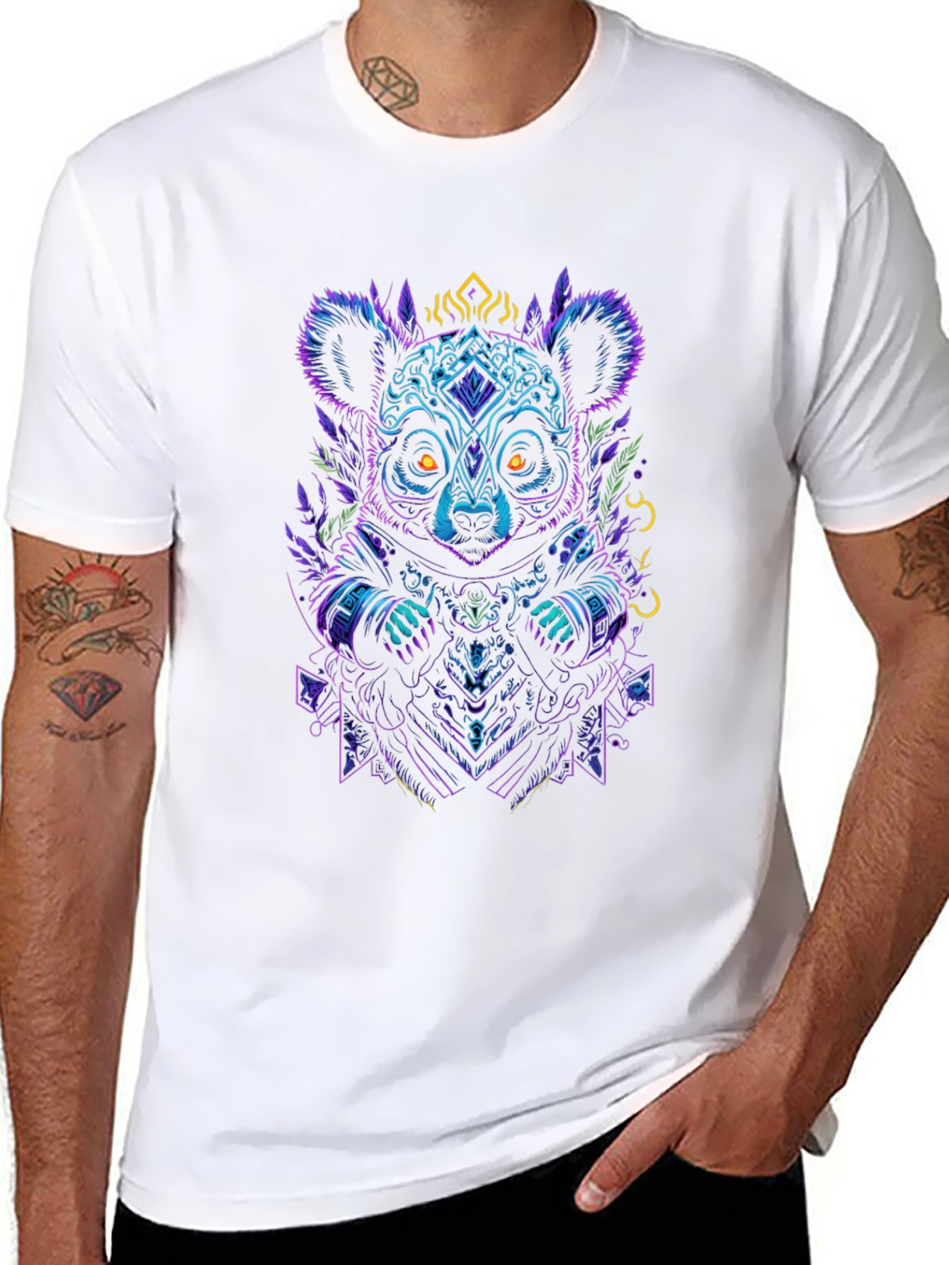 Neon Koala Graphic Black T-Shirt