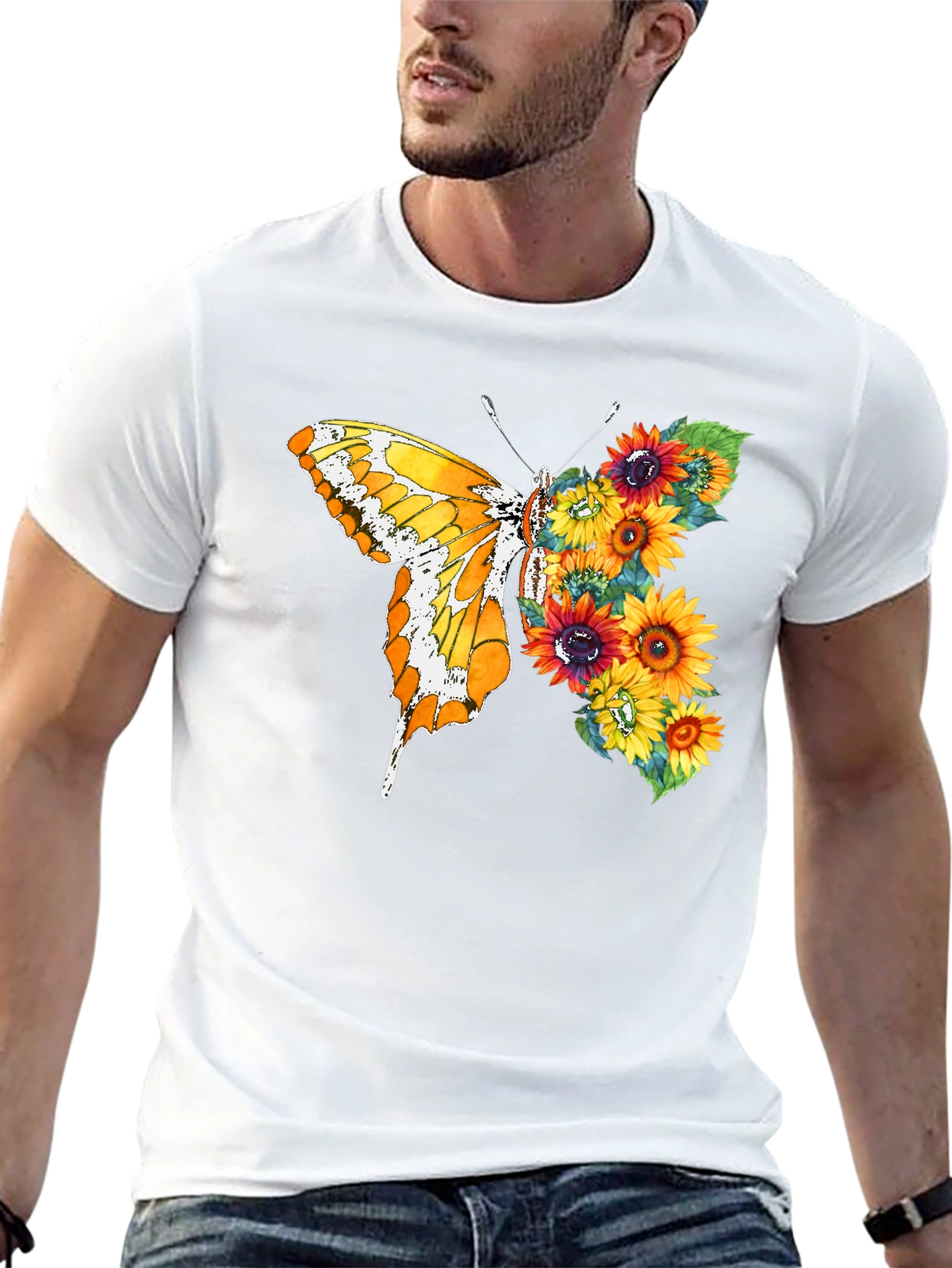 Butterfly Sunflower Graphic Tee