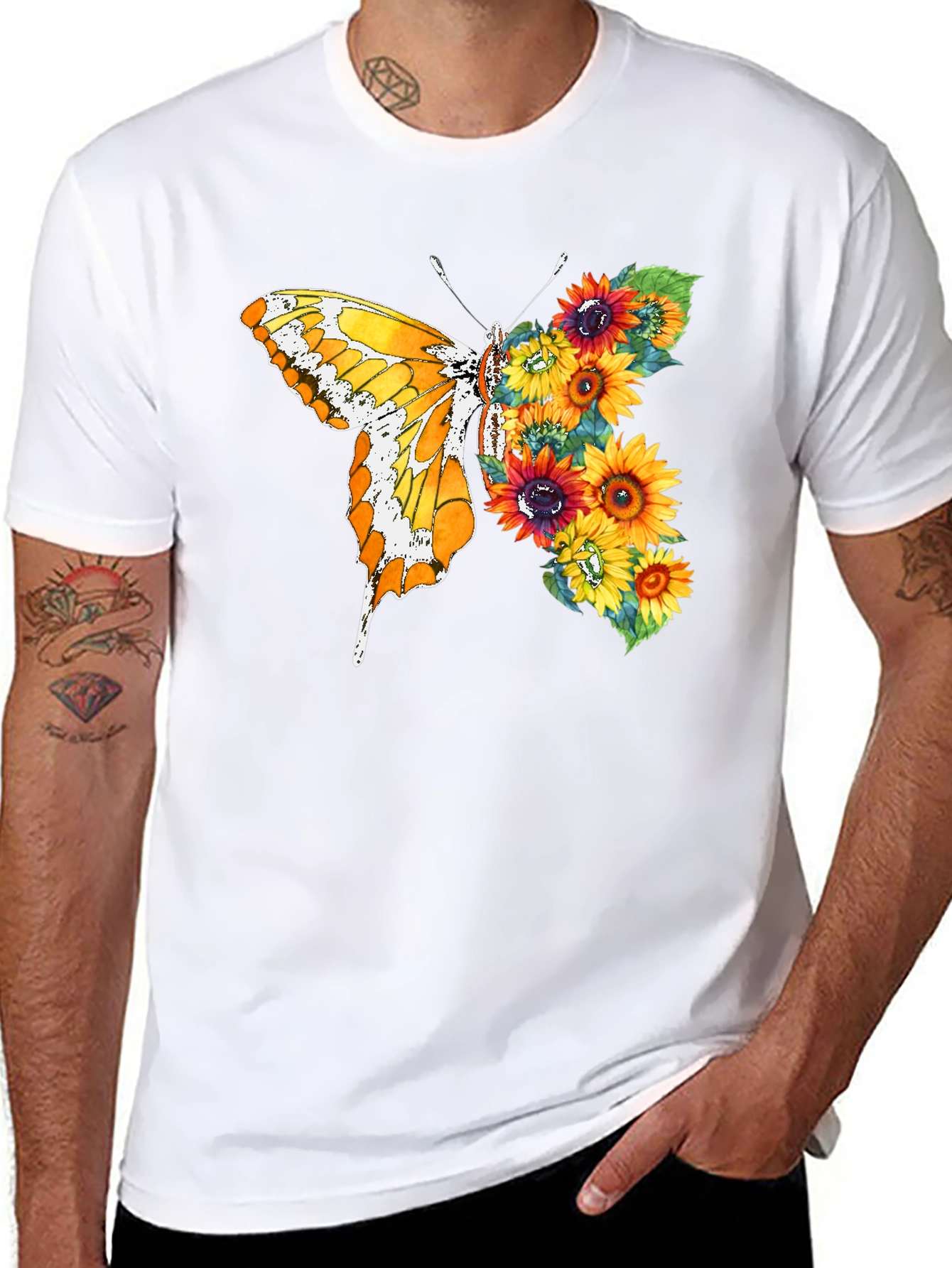 Butterfly Sunflower Graphic Tee