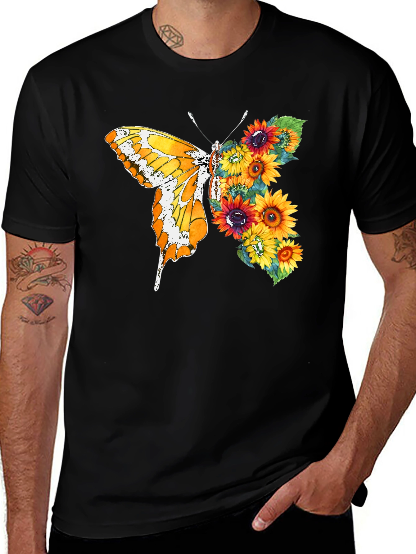 Butterfly Sunflower Graphic Tee