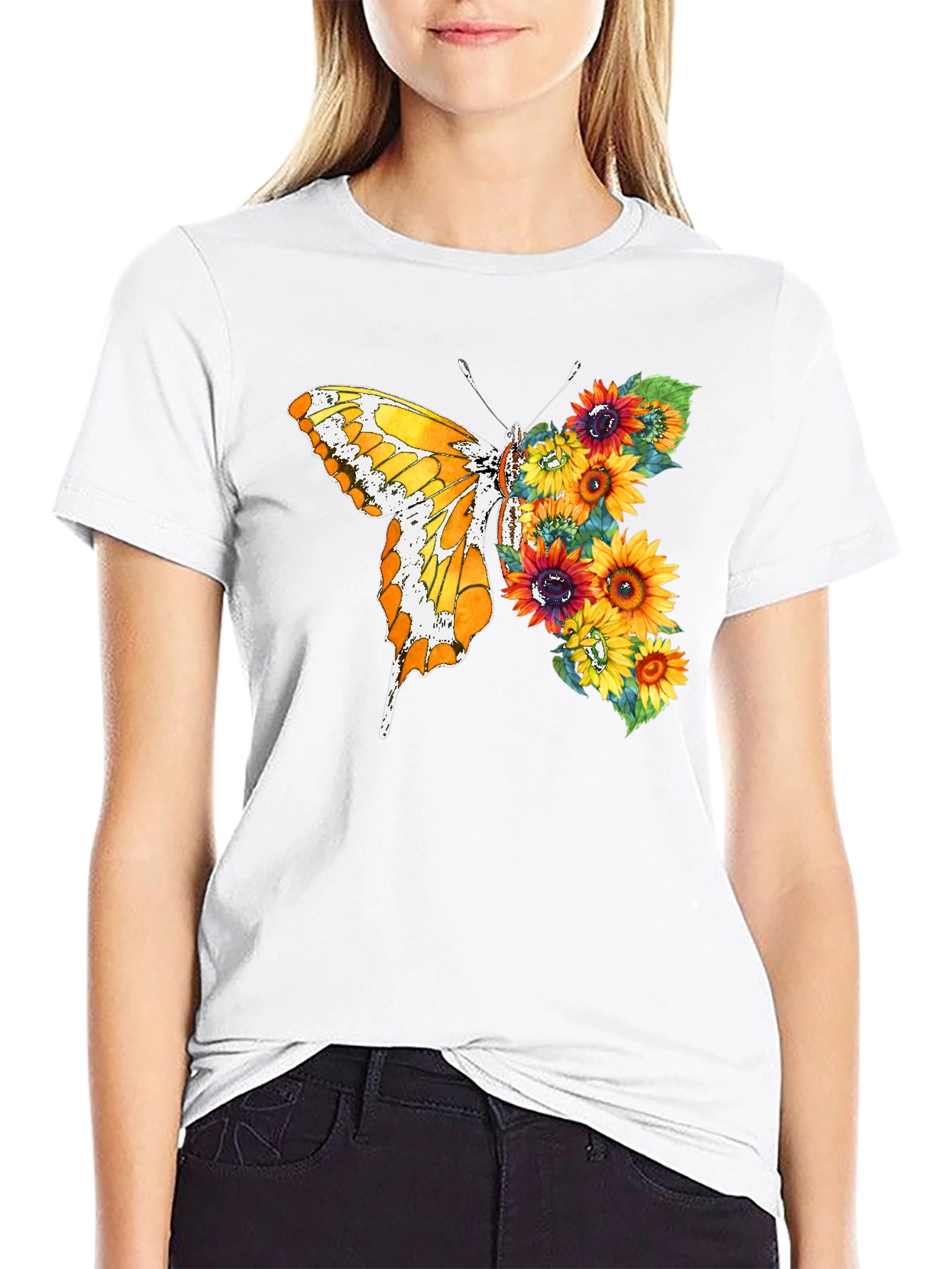 Butterfly Sunflower Graphic Tee