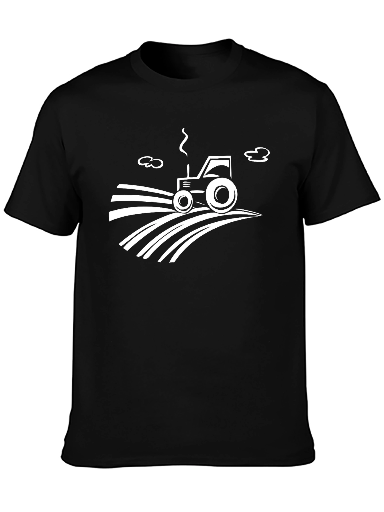 Tractor Graphic Tee - Black Cotton Farmer Shirt
