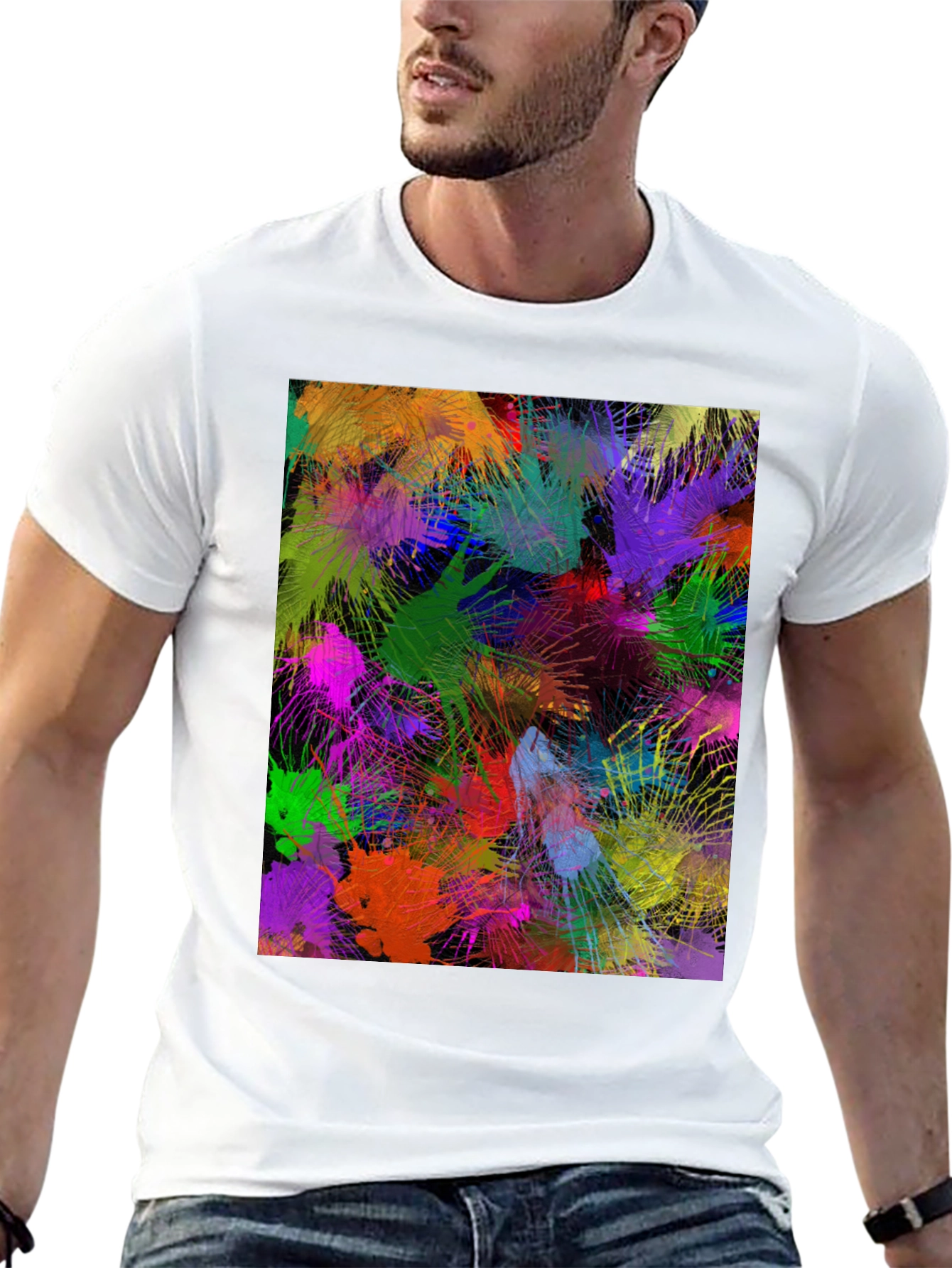 Abstract Art T-Shirt: Vibrant Splatter Design