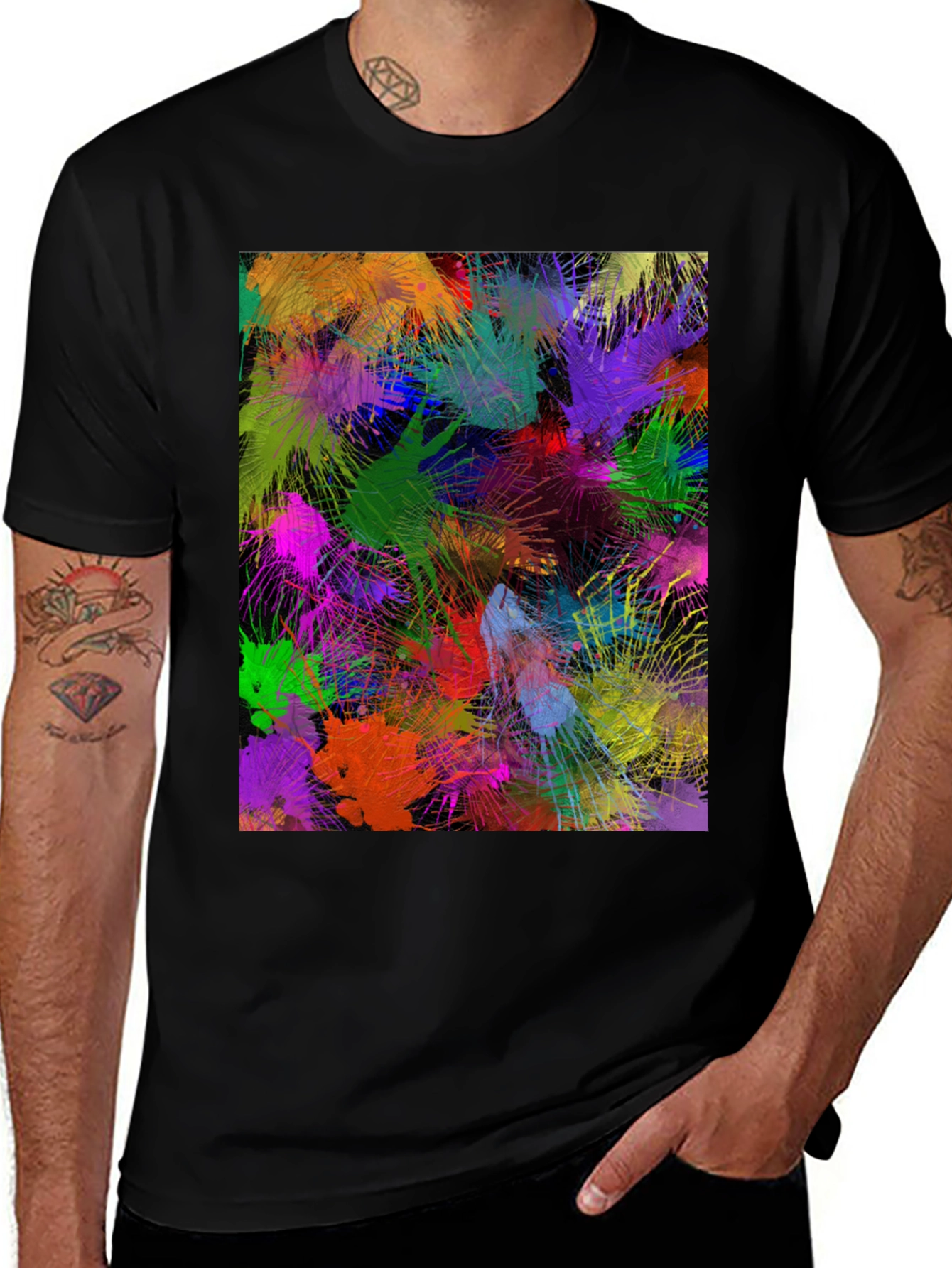 Abstract Art T-Shirt: Vibrant Splatter Design