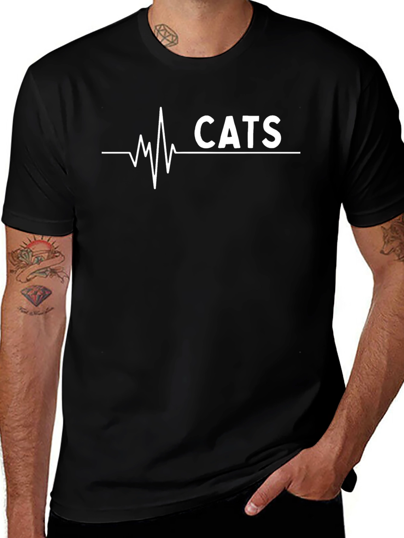 Cats Heartbeat Graphic Tee - Unique Cat Lover T-Shirt