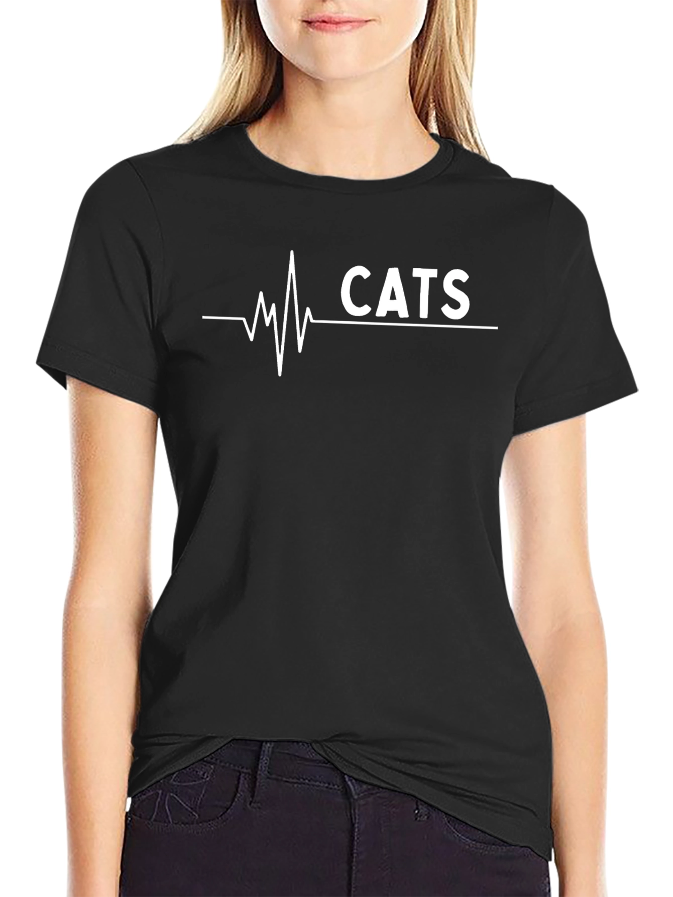 Cats Heartbeat Graphic Tee - Unique Cat Lover T-Shirt