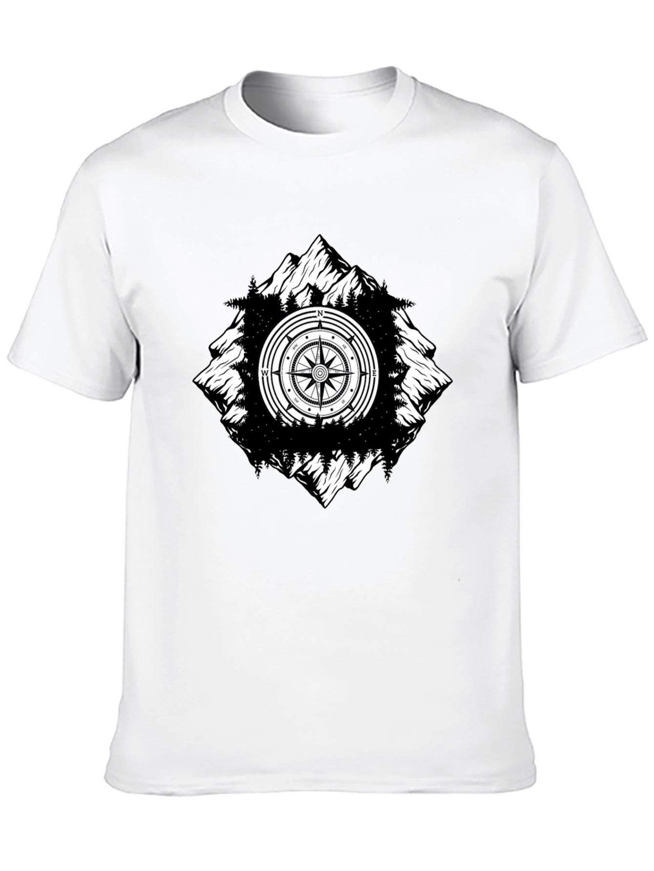 Mountain Compass Graphic Tee - Black Adventure Shirt