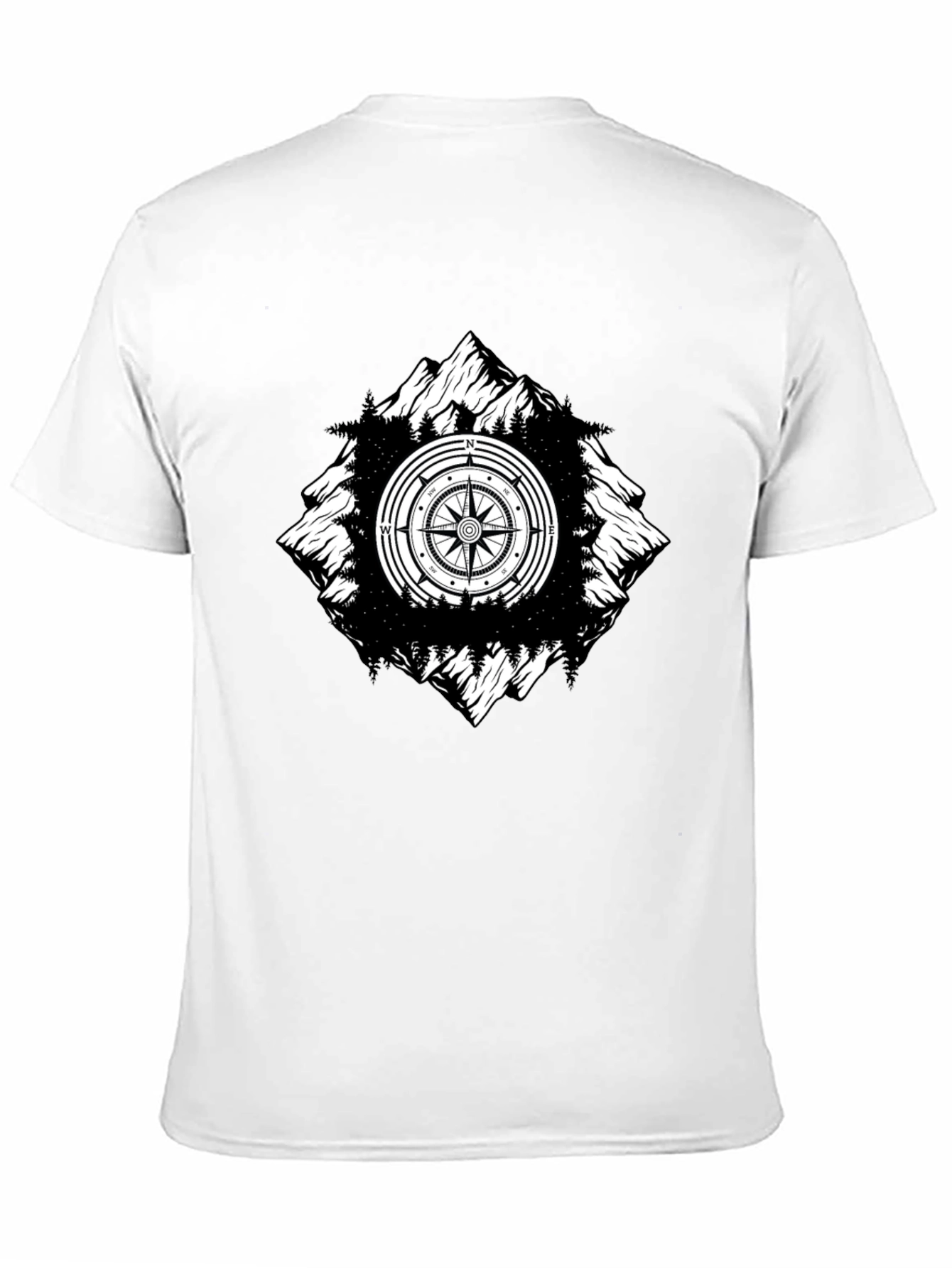 Mountain Compass Graphic Tee - Black Adventure Shirt