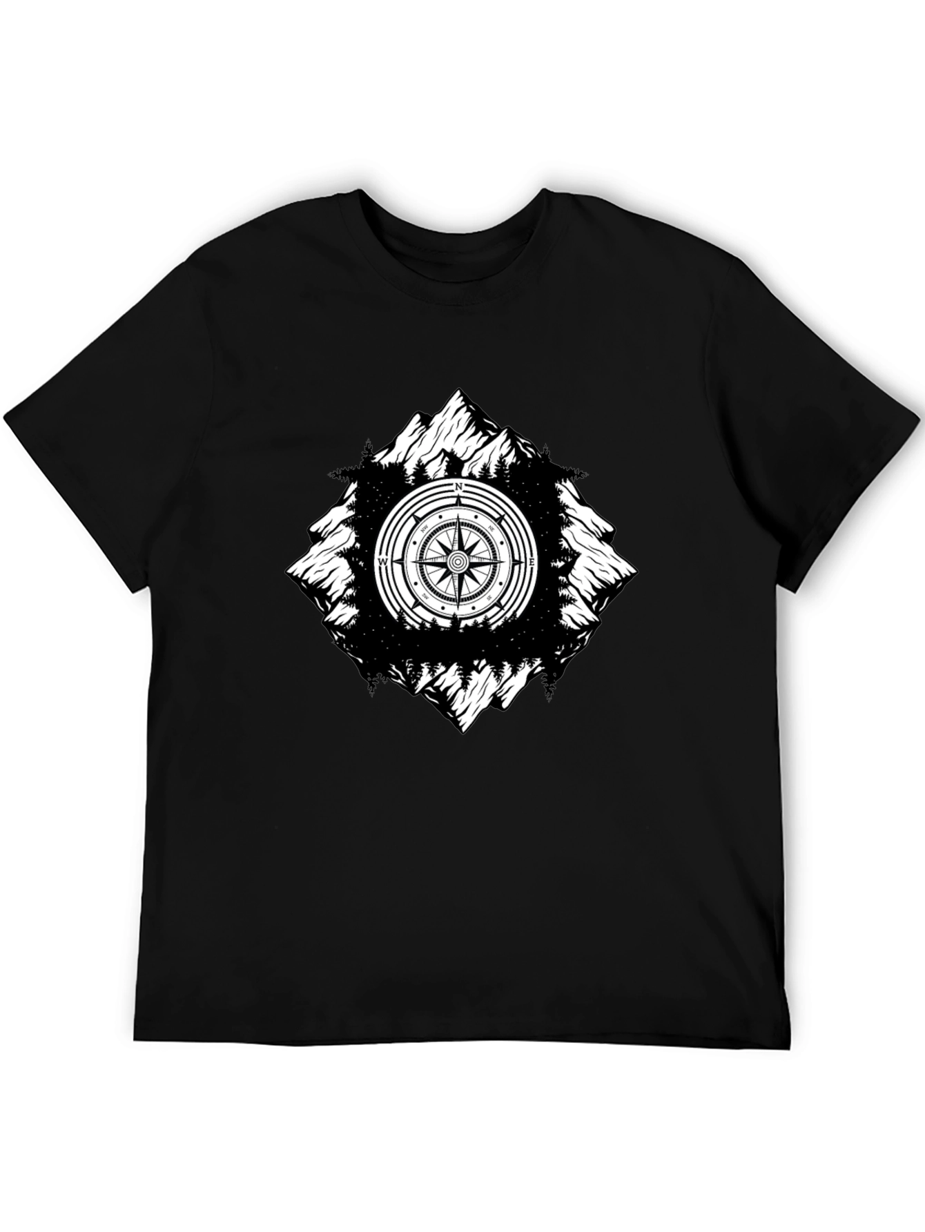 Mountain Compass Graphic Tee - Black Adventure Shirt