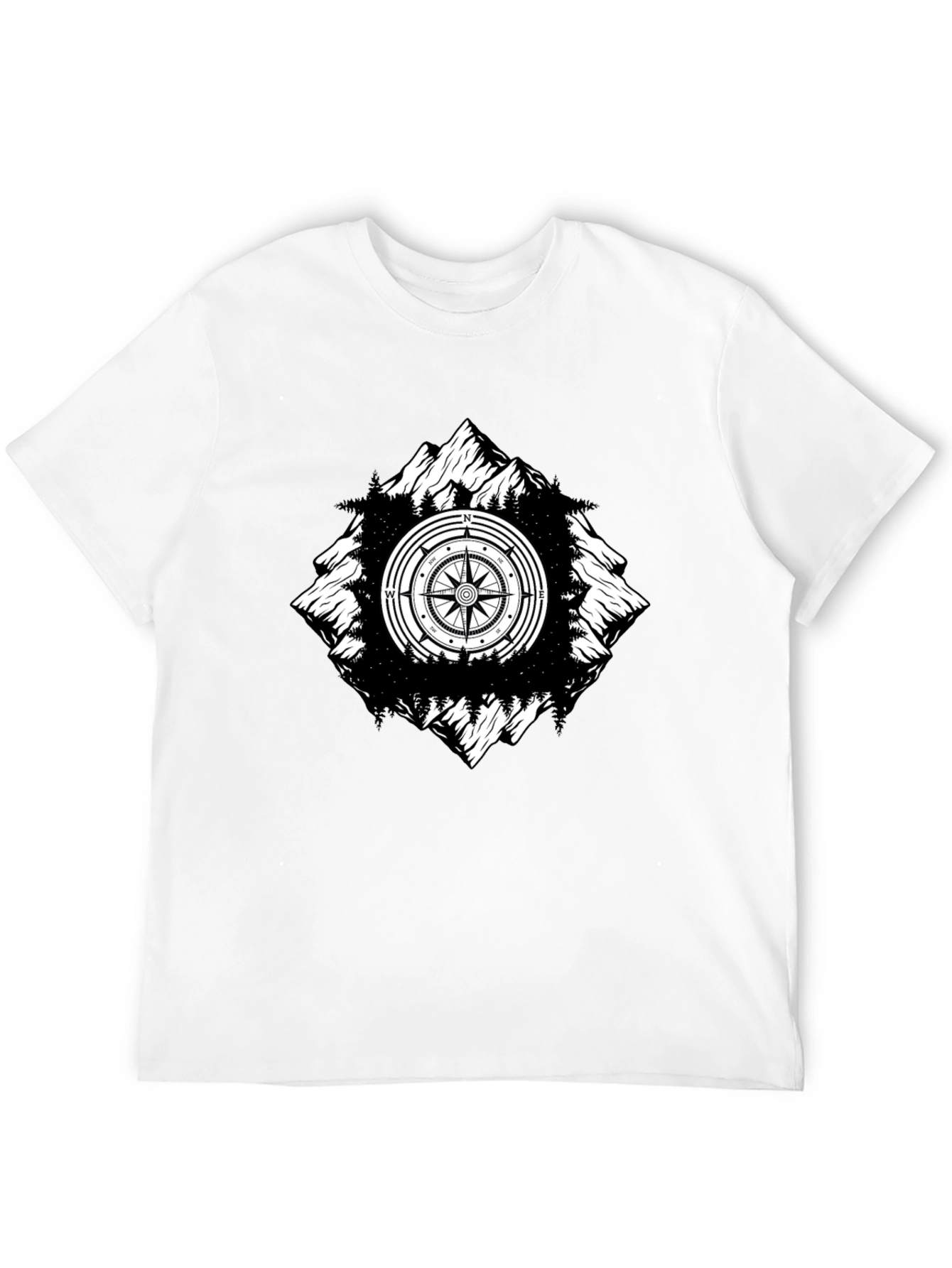 Mountain Compass Graphic Tee - Black Adventure Shirt