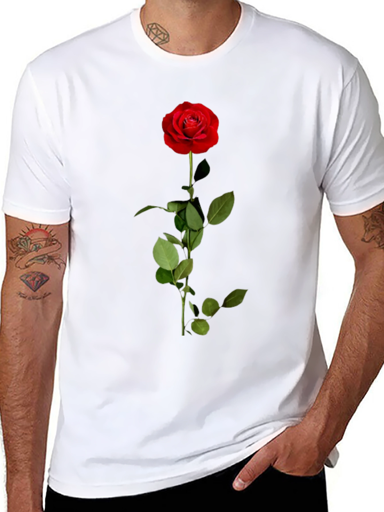 Rose Graphic Tee - Black Cotton Blend