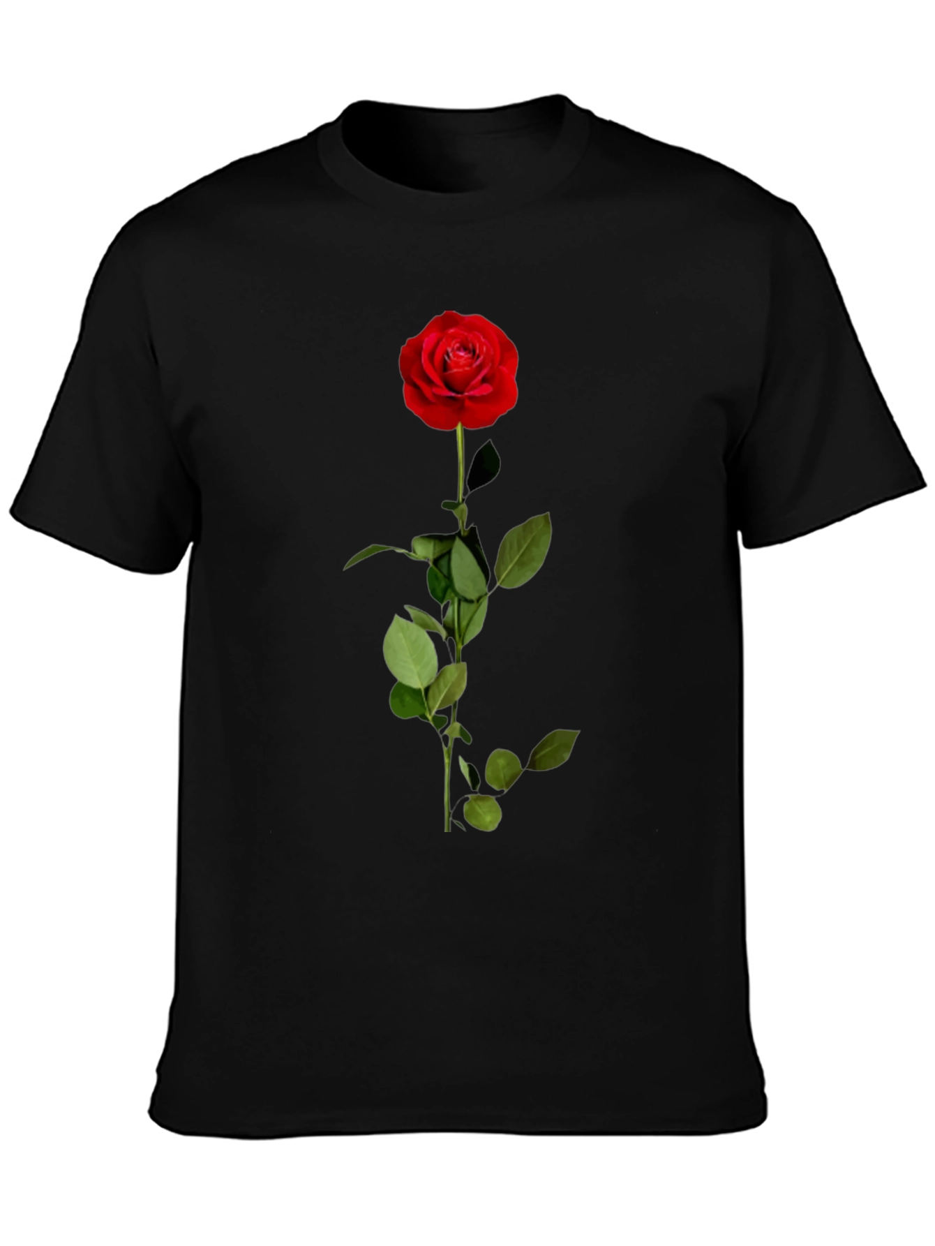 Rose Graphic Tee - Black Cotton Blend