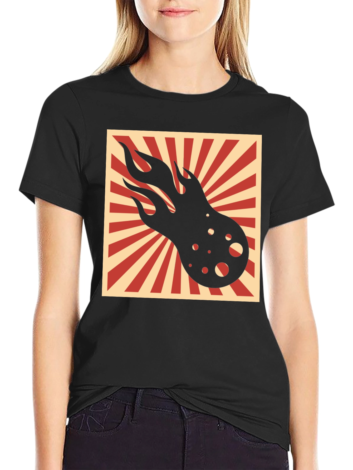 Fiery Comet Graphic T-Shirt - Black Cotton Tee