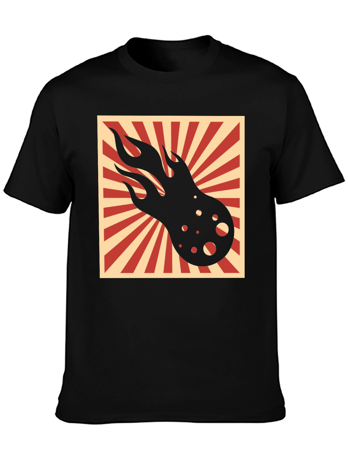 Fiery Comet Graphic T-Shirt - Black Cotton Tee