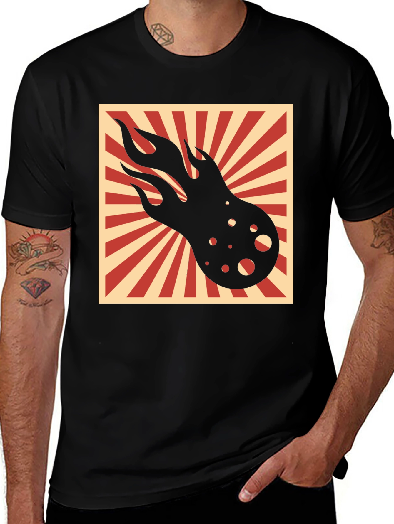 Fiery Comet Graphic T-Shirt - Black Cotton Tee
