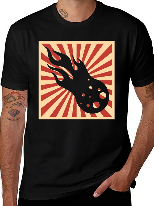 Fiery Comet Graphic T-Shirt - Black Cotton Tee
