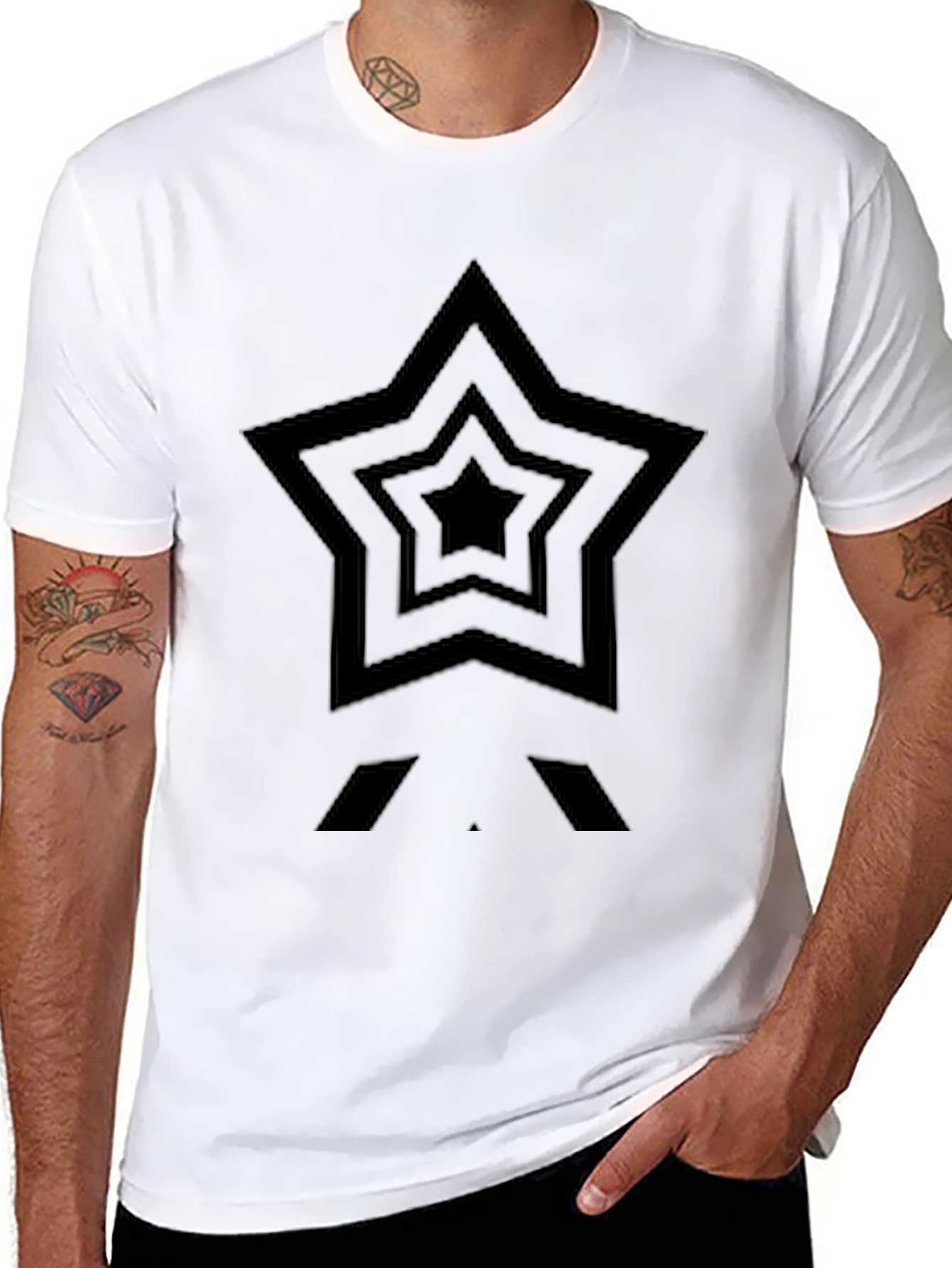 Black Star Graphic Tee - Stylish Mens T-Shirt