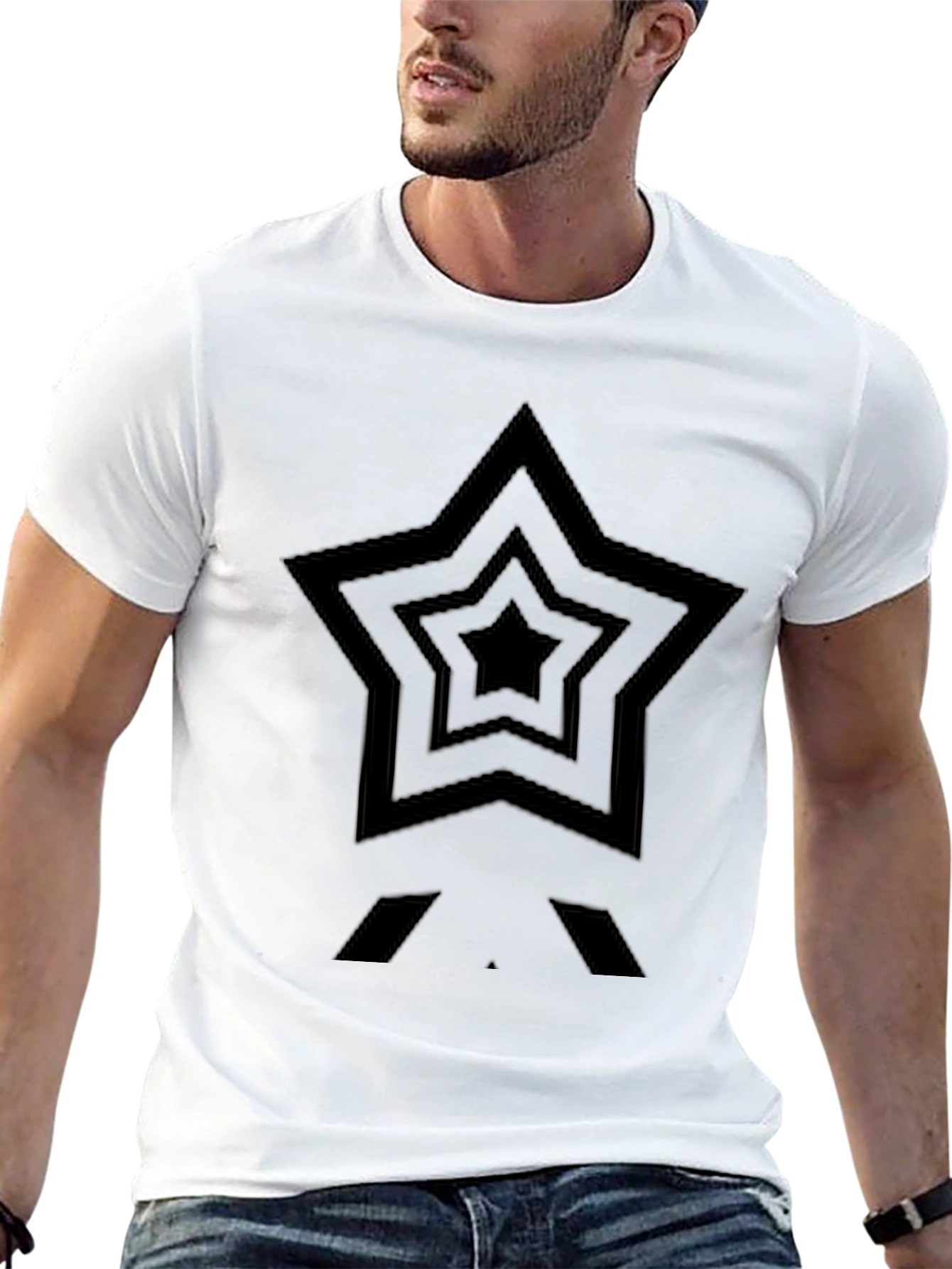 Black Star Graphic Tee - Stylish Mens T-Shirt