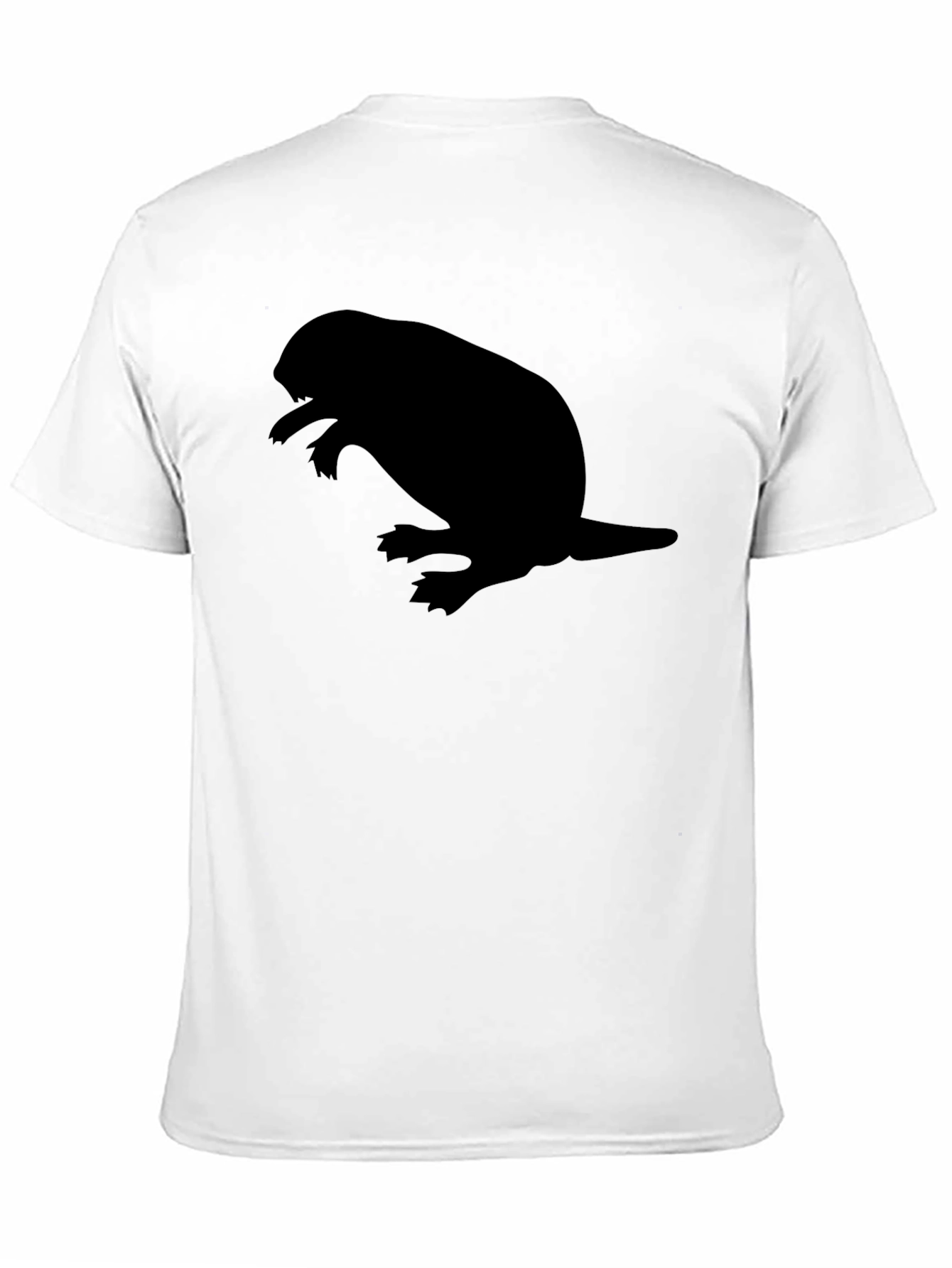Mens Black T-shirt with Beaver Silhouette Graphic