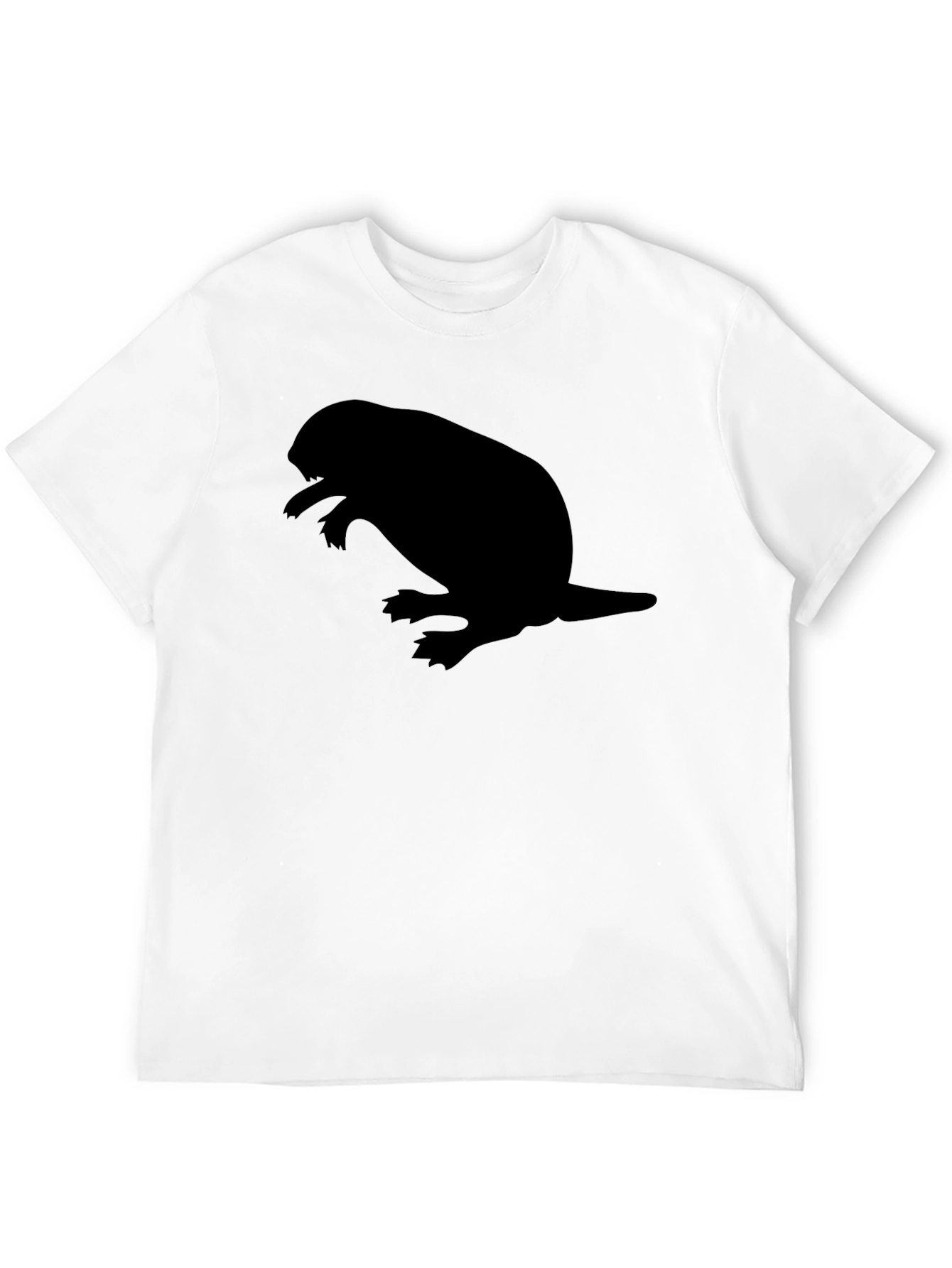 Mens Black T-shirt with Beaver Silhouette Graphic