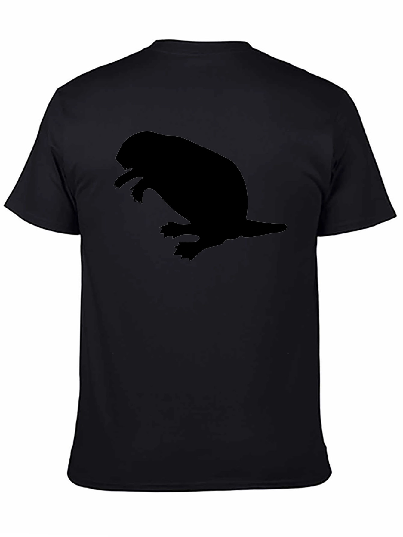 Mens Black T-shirt with Beaver Silhouette Graphic