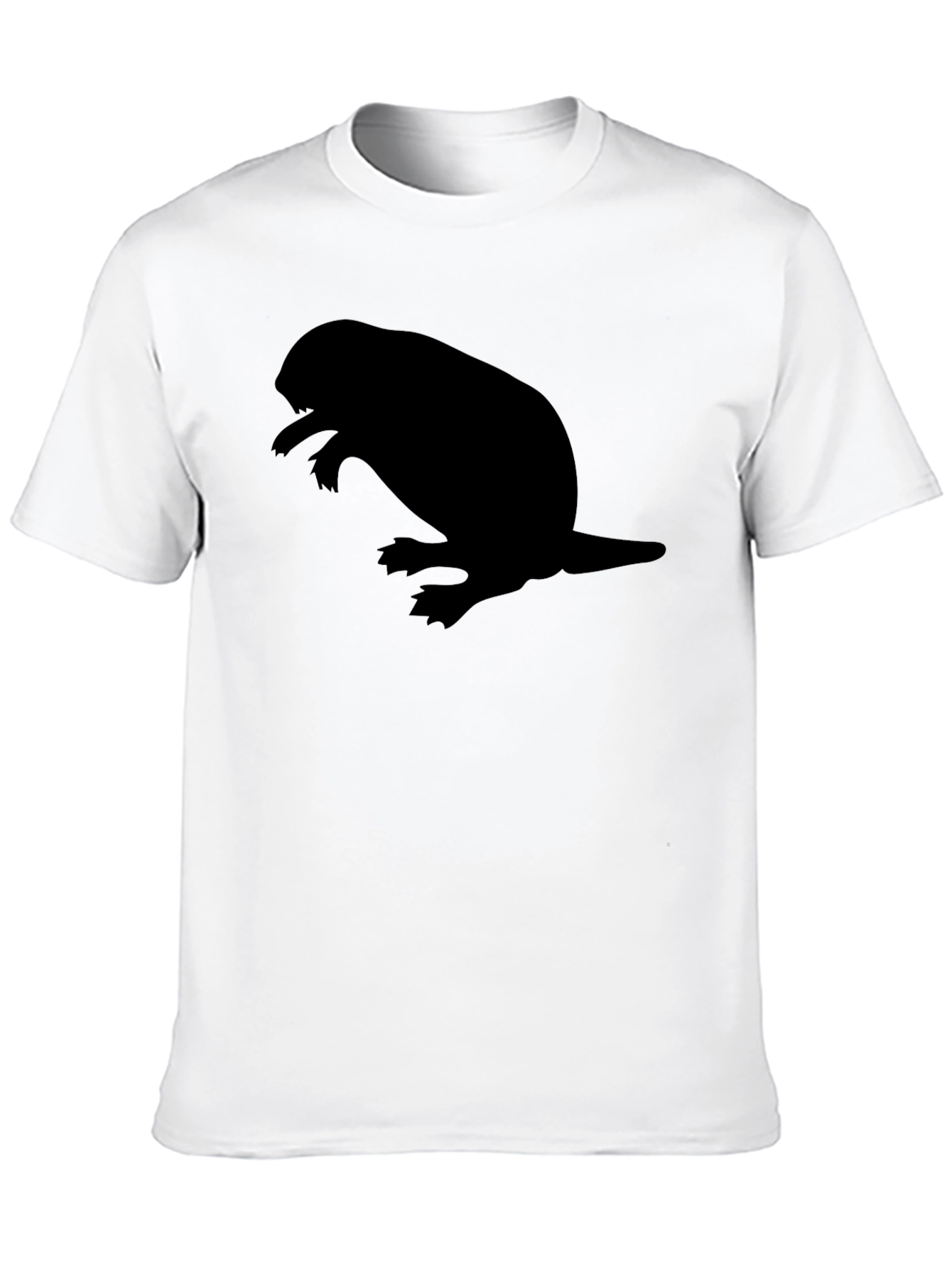 Mens Black T-shirt with Beaver Silhouette Graphic