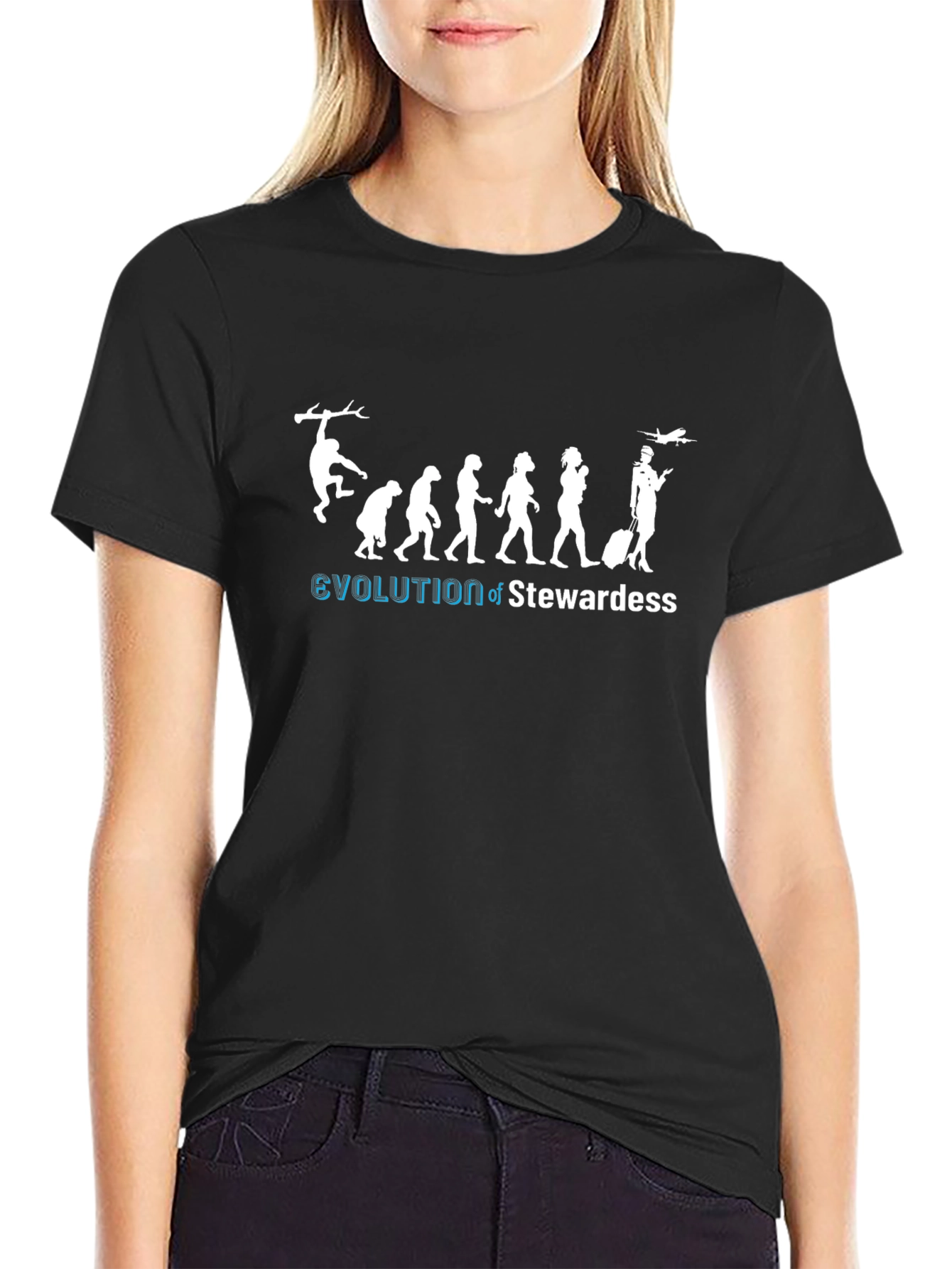 Evolution of Stewardess Graphic Tee - Black