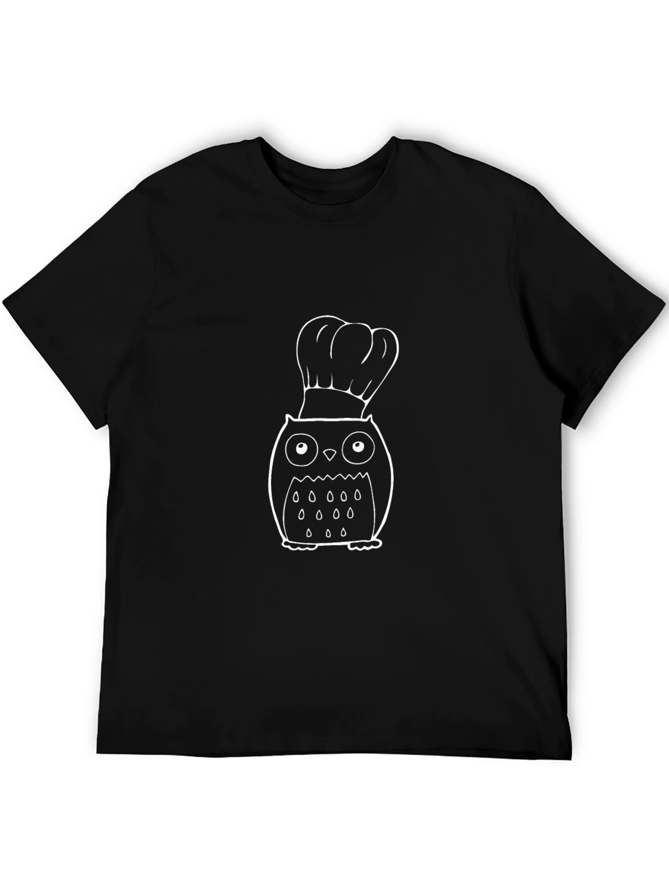 Chef Owl Graphic T-Shirt - Black Cotton Tee