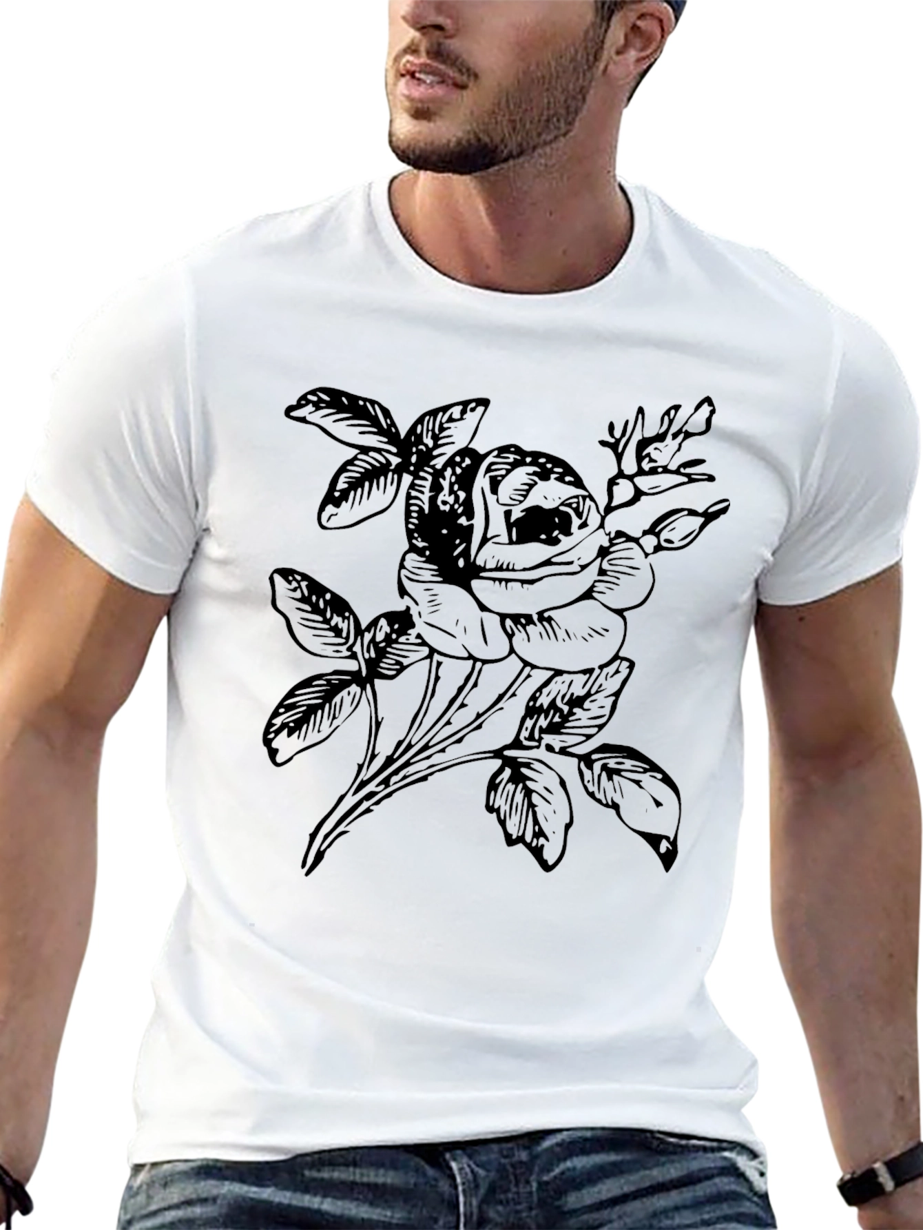 Black Rose Graphic Tee - Mens Short Sleeve