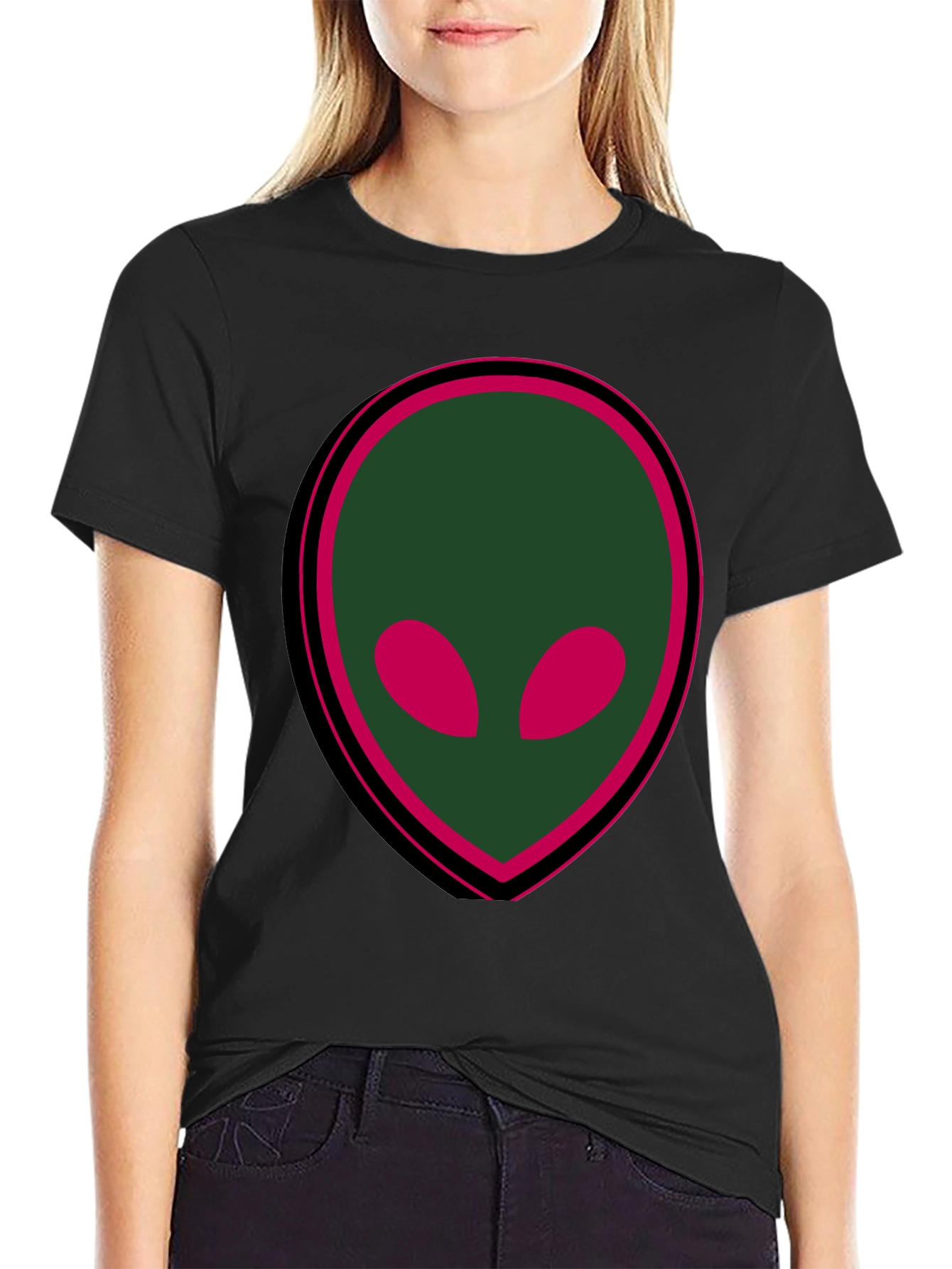 Alien Head Graphic Tee - Black