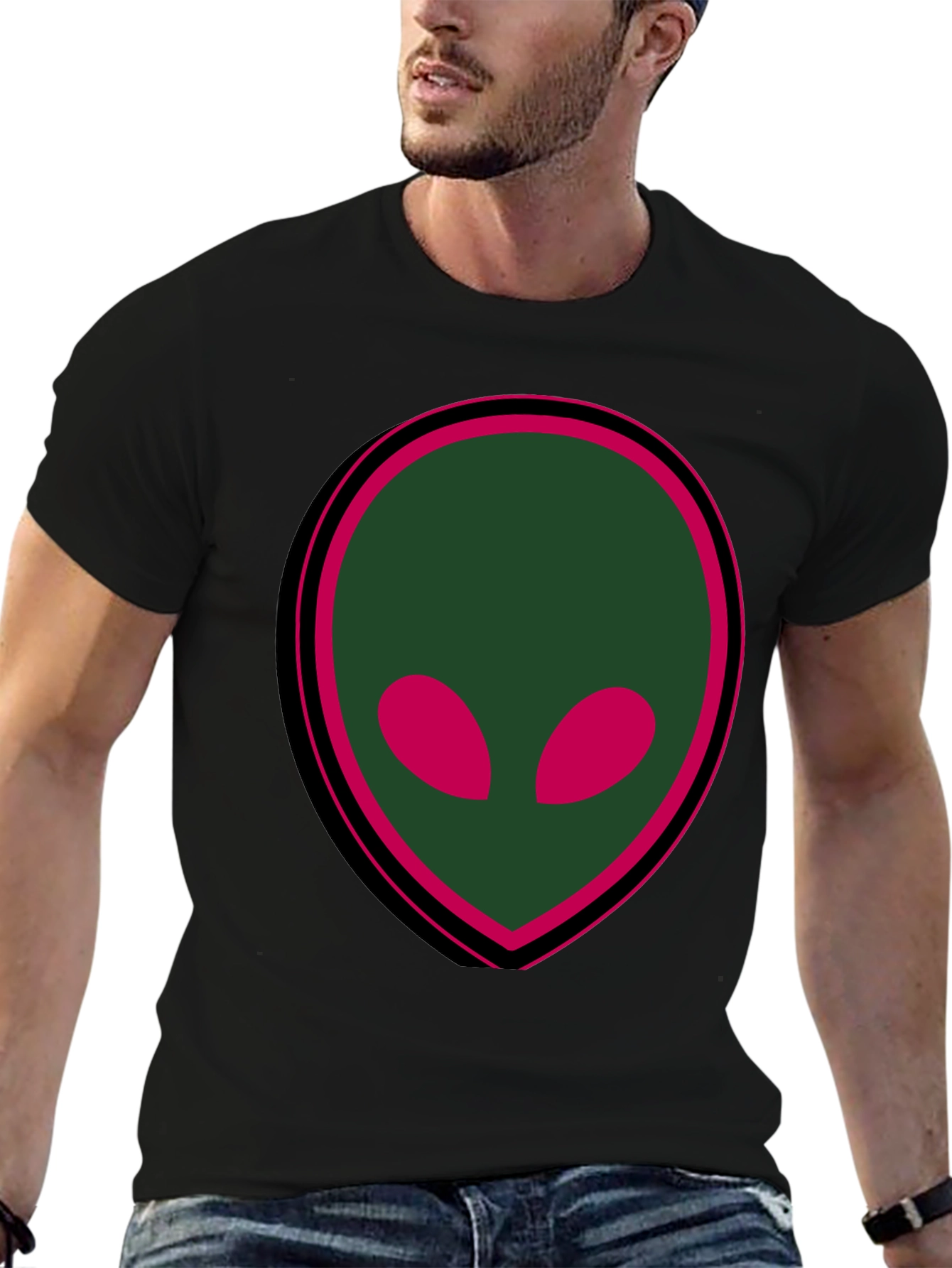 Alien Head Graphic Tee - Black
