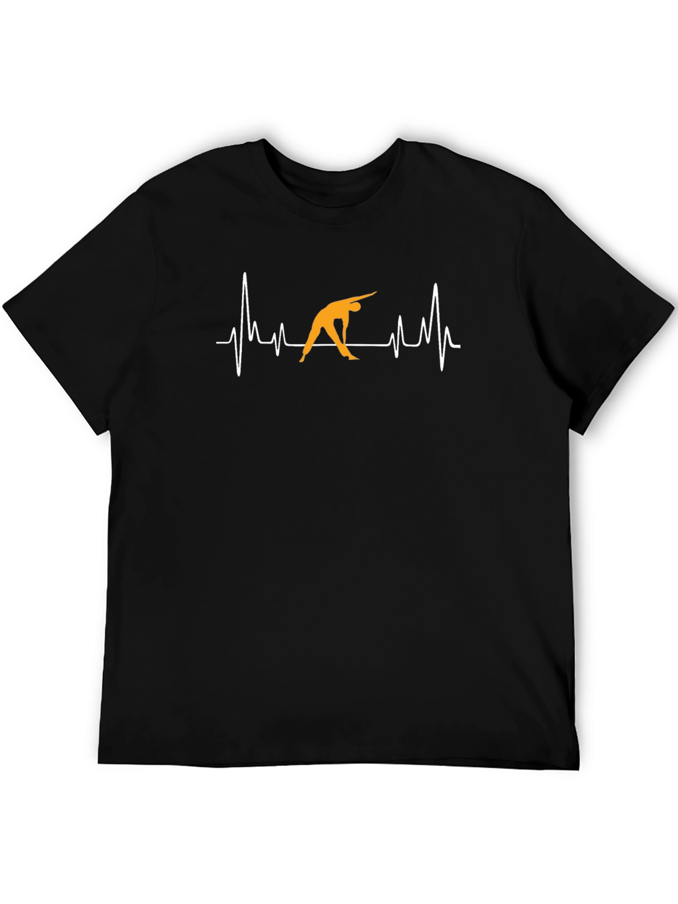 Yoga Heartbeat Tee - Black Cotton Graphic T-Shirt